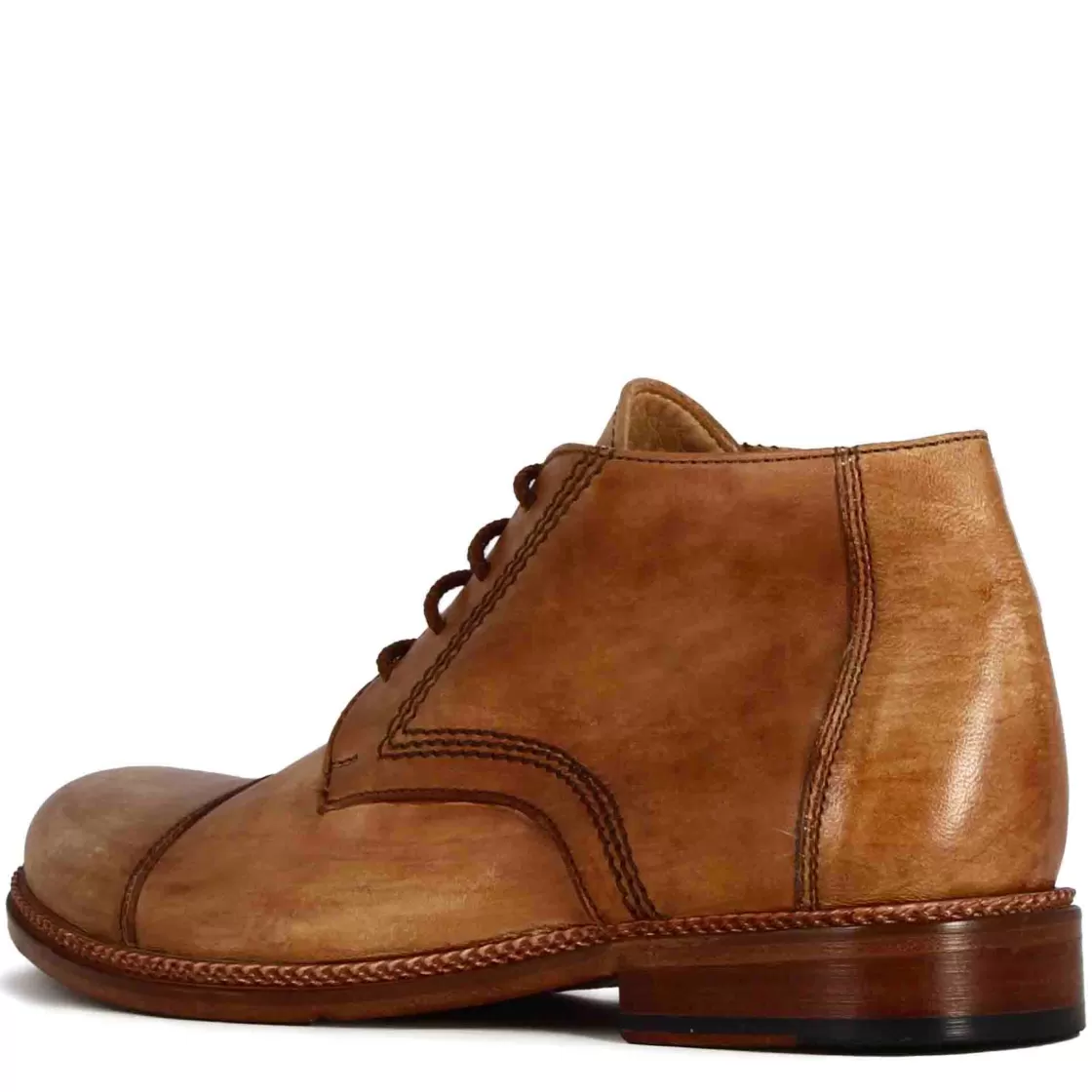 Cheap Leonardo Shoes Stivaletti Da Uomo Allacciati In Pelle Colore Beige