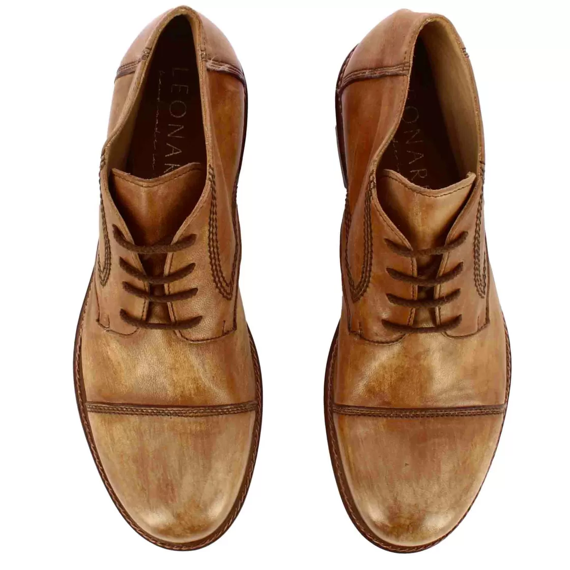 Cheap Leonardo Shoes Stivaletti Da Uomo Allacciati In Pelle Colore Beige