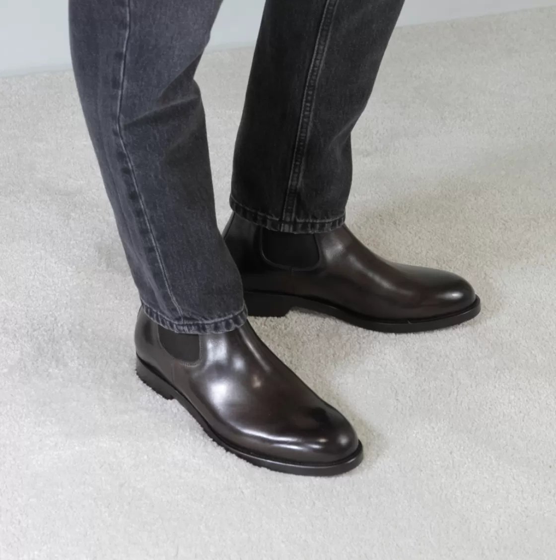 Fashion Leonardo Shoes Stivaletti Da Uomo Chelsea Eleganti In Pelle Colore Marrone Fatti A Mano Marrone Scuro