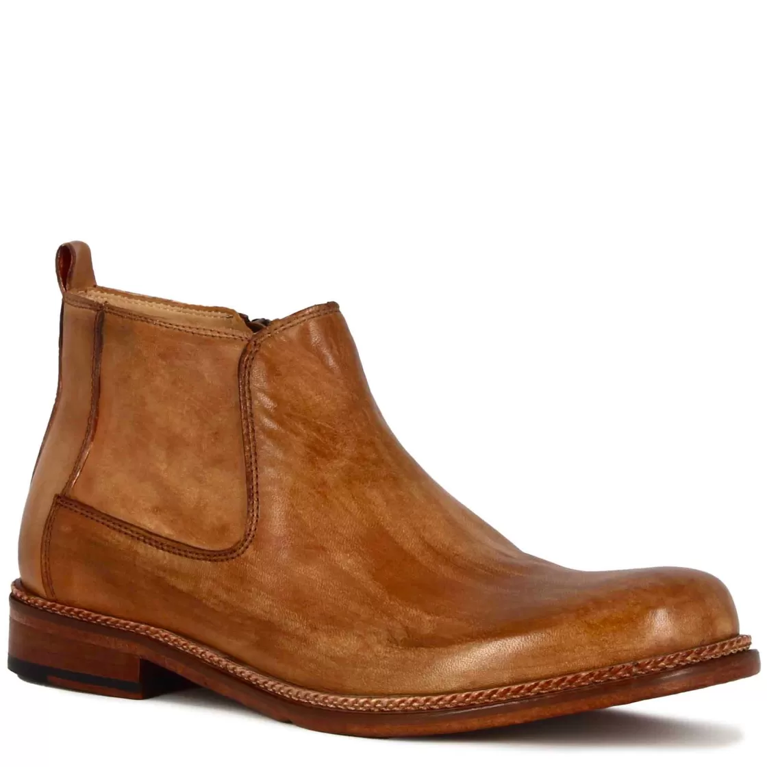 Shop Leonardo Shoes Stivaletti Da Uomo In Pelle Classico Colore Fatti A Mano Marrone Chiaro
