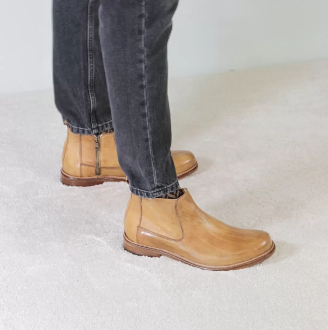 Shop Leonardo Shoes Stivaletti Da Uomo In Pelle Classico Colore Fatti A Mano Marrone Chiaro