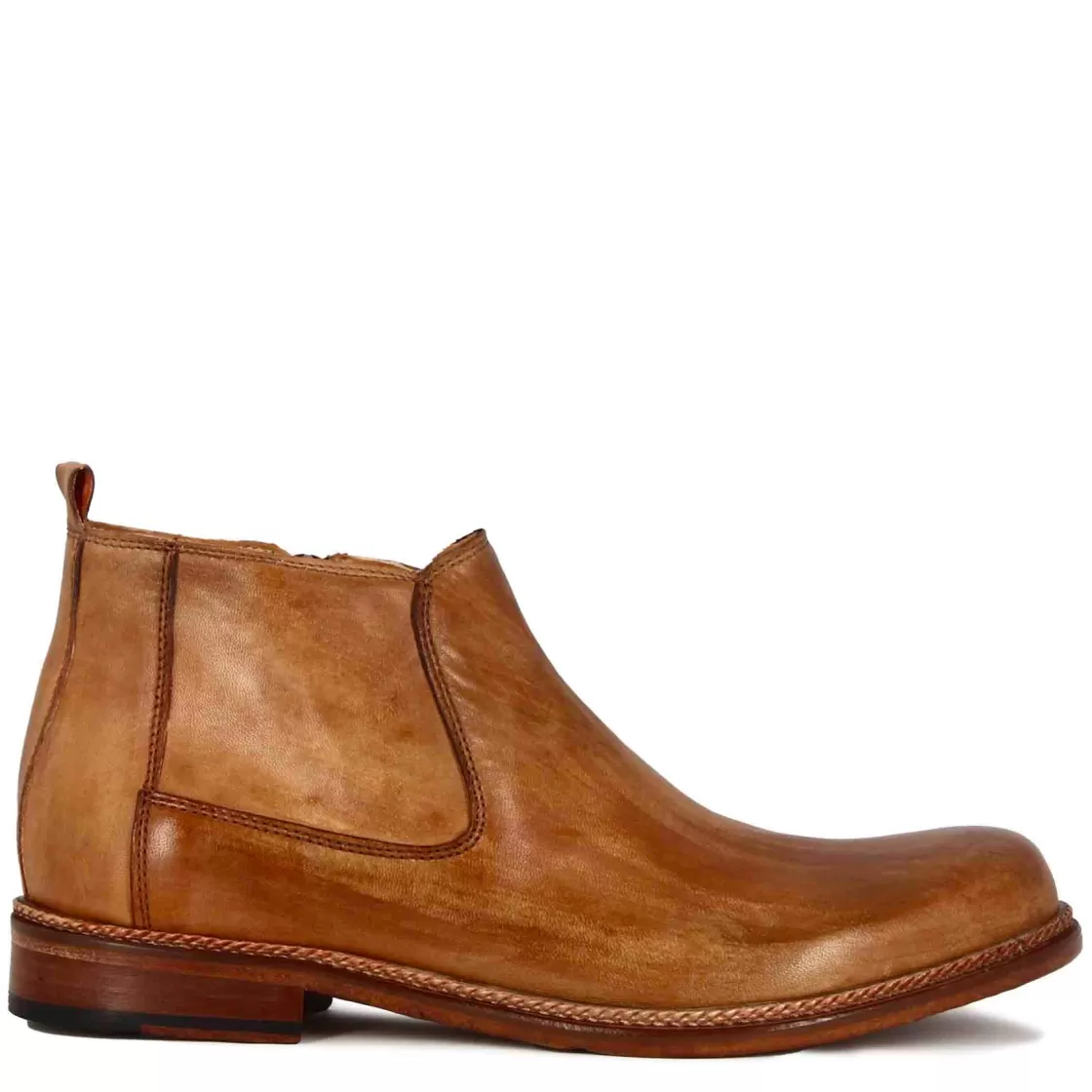 Shop Leonardo Shoes Stivaletti Da Uomo In Pelle Classico Colore Fatti A Mano Marrone Chiaro