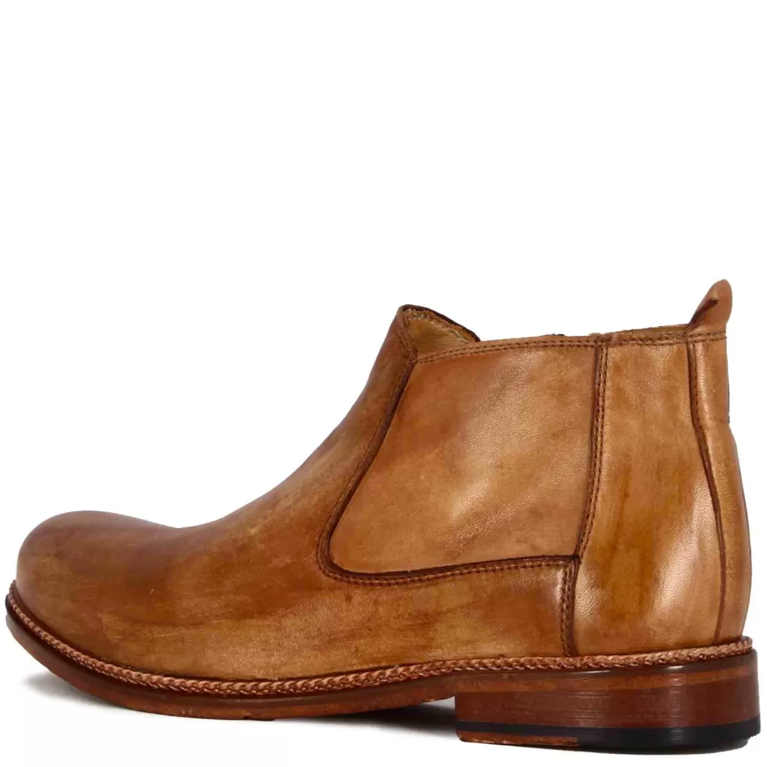 Shop Leonardo Shoes Stivaletti Da Uomo In Pelle Classico Colore Fatti A Mano Marrone Chiaro