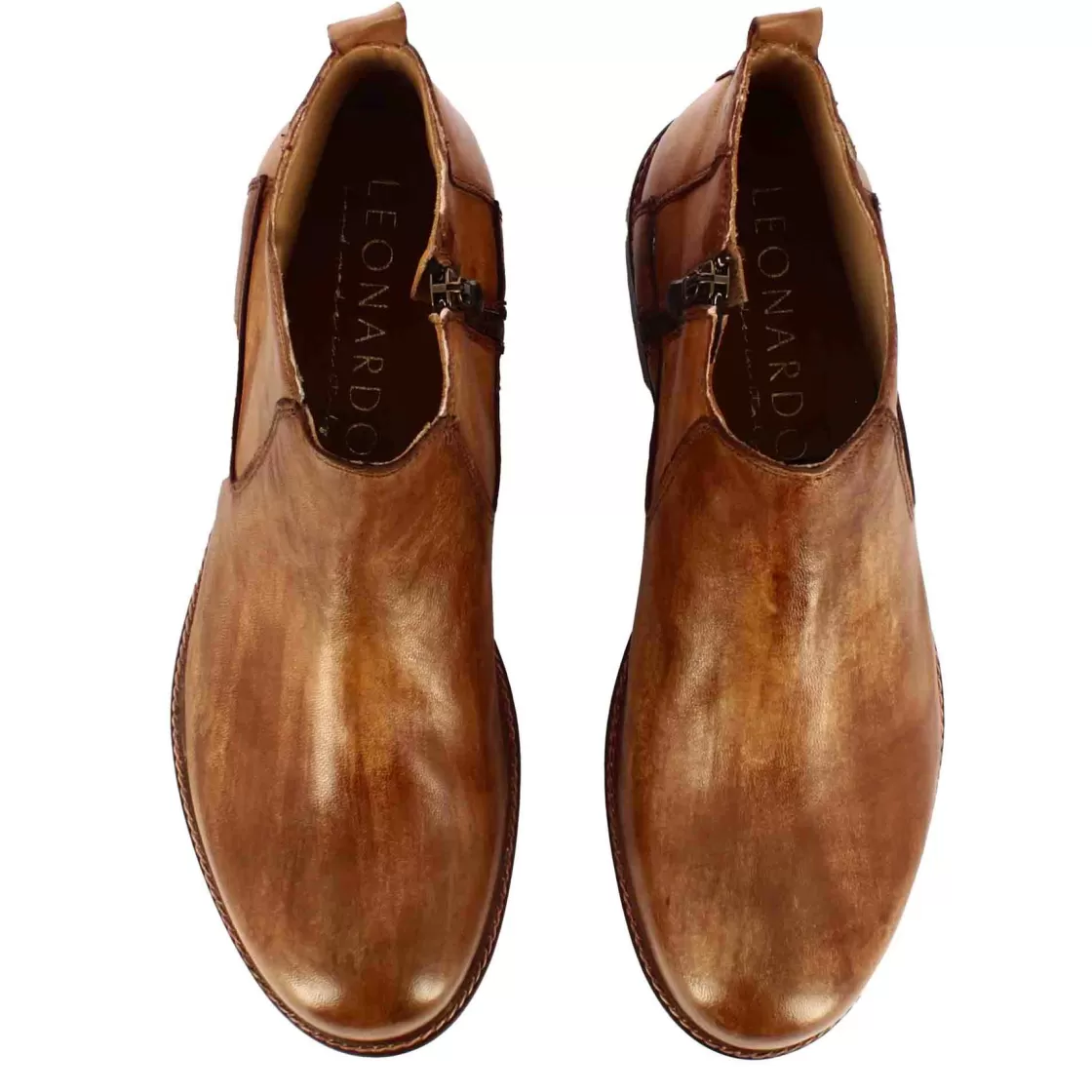 Shop Leonardo Shoes Stivaletti Da Uomo In Pelle Classico Colore Fatti A Mano Marrone Chiaro