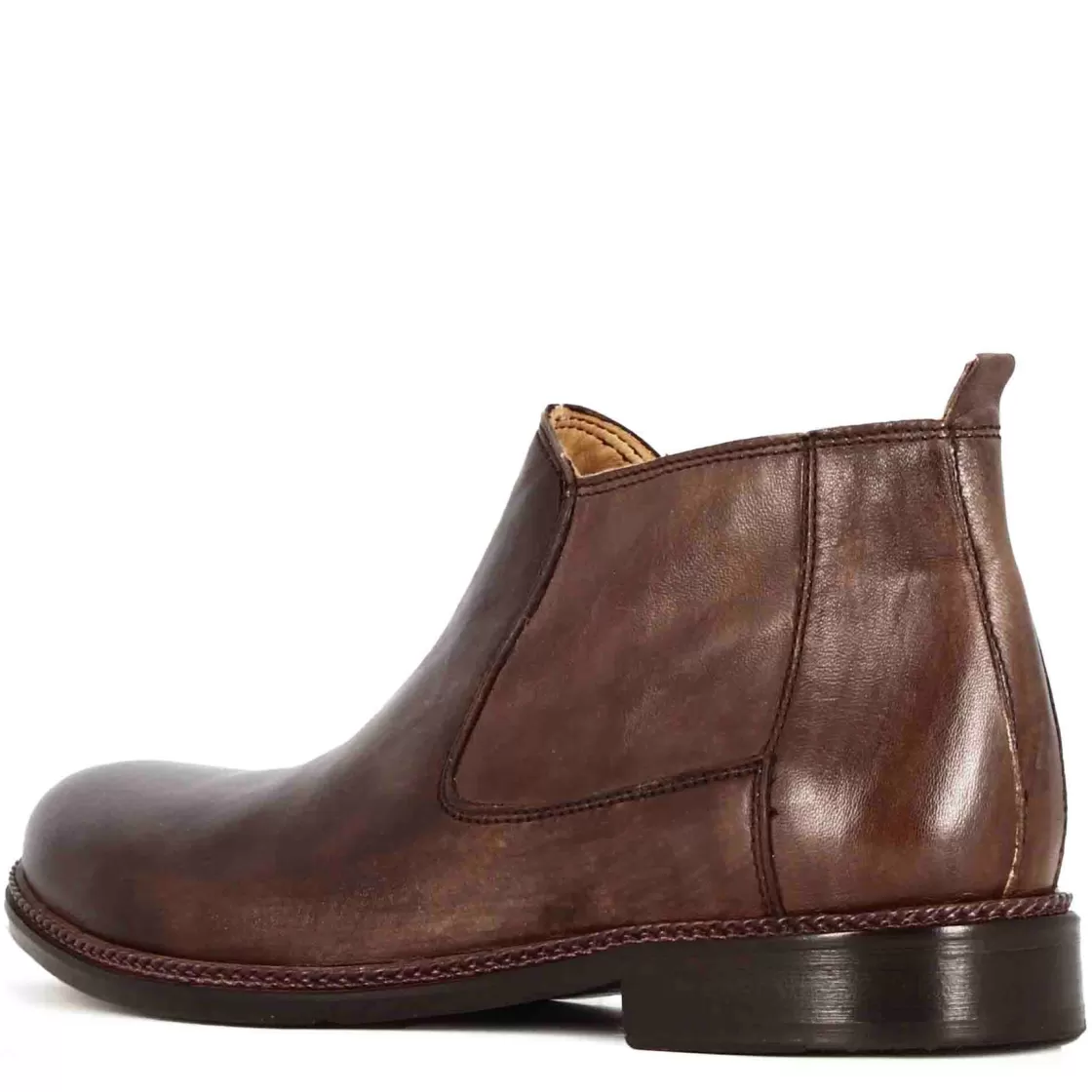 Sale Leonardo Shoes Stivaletti Da Uomo In Pelle Classico Colore Fatti A Mano Marrone Scuro