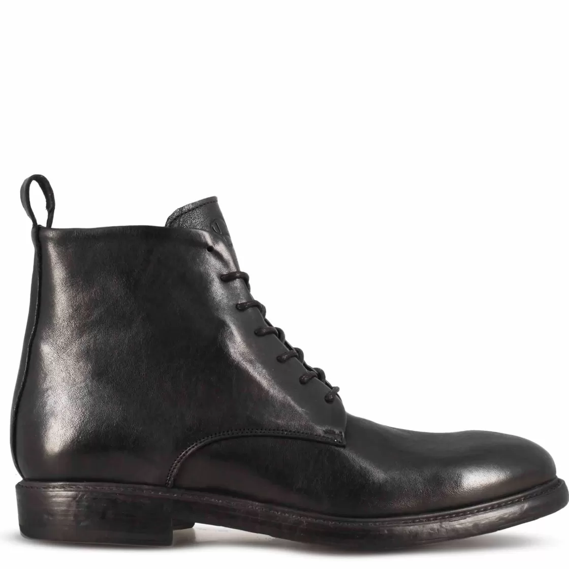 Outlet Leonardo Shoes Stivaletti Da Uomo In Vera Pelle Liscia Colore Con Allacciatura Nero