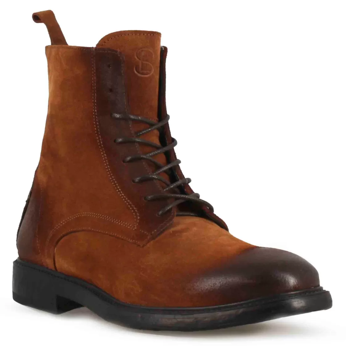 Flash Sale Leonardo Shoes Stivaletti Da Uomo In Vera Pelle Scamosciata Colore Con Allacciatura Marrone
