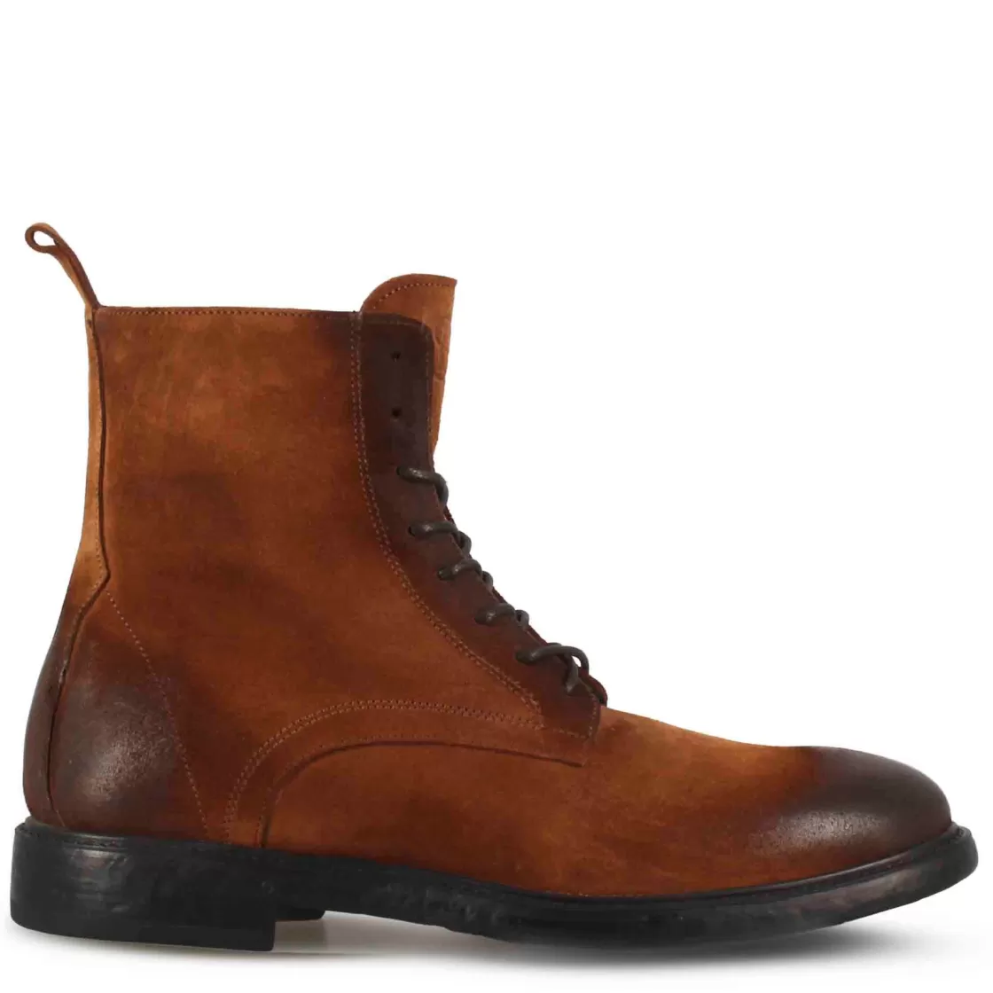 Flash Sale Leonardo Shoes Stivaletti Da Uomo In Vera Pelle Scamosciata Colore Con Allacciatura Marrone