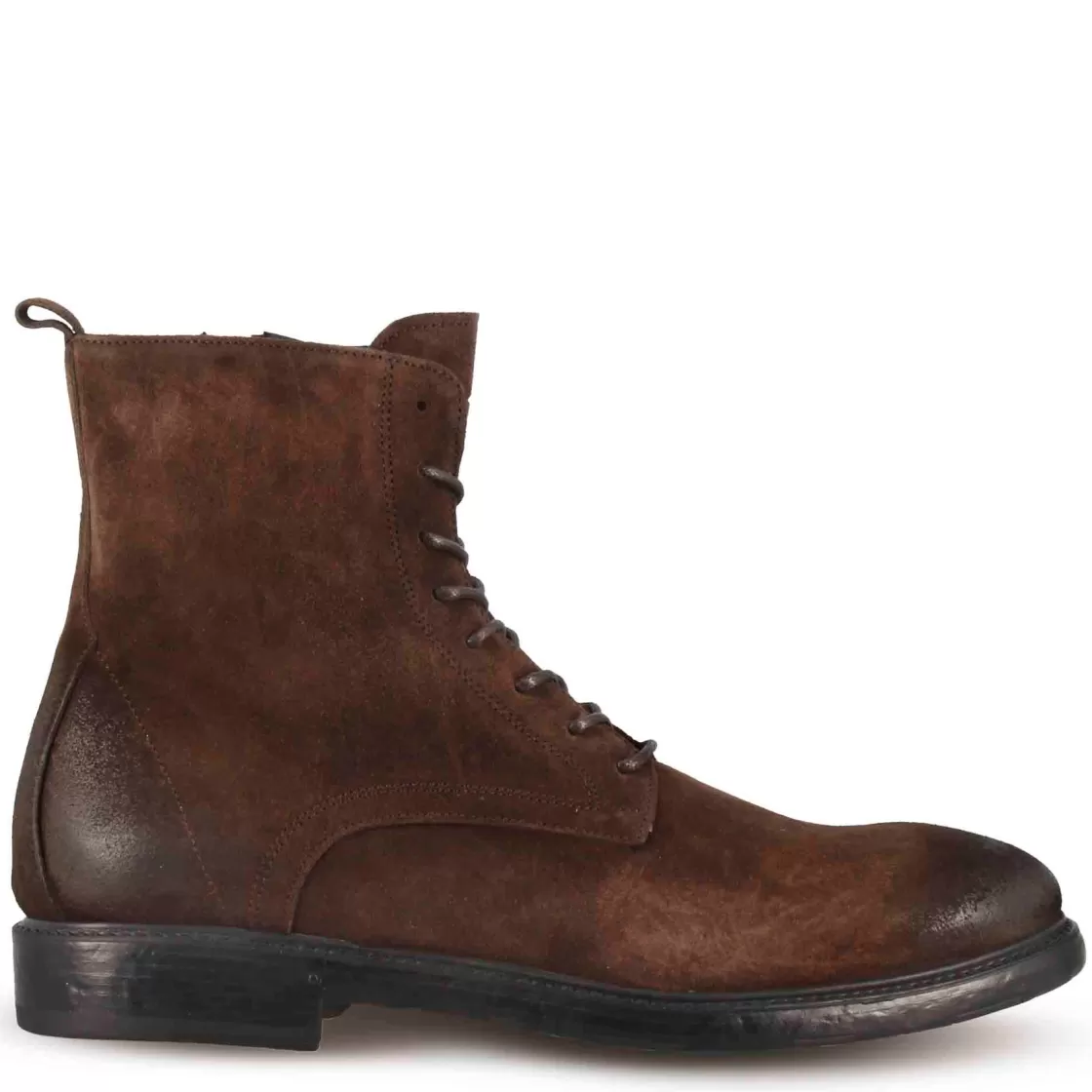 Flash Sale Leonardo Shoes Stivaletti Da Uomo In Vera Pelle Scamosciata Colore Effetto Vintage Marrone Scuro