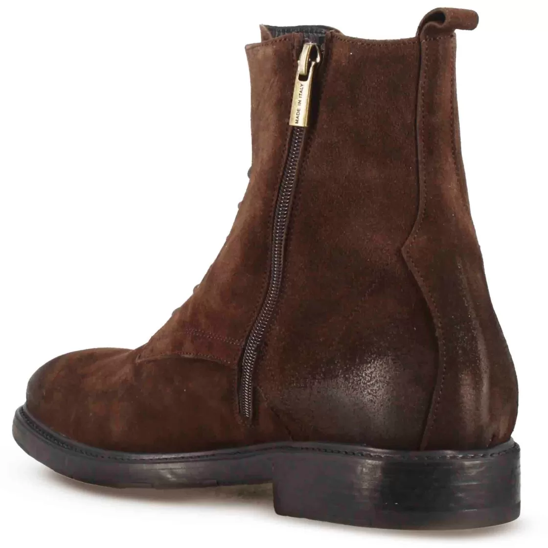 Flash Sale Leonardo Shoes Stivaletti Da Uomo In Vera Pelle Scamosciata Colore Effetto Vintage Marrone Scuro