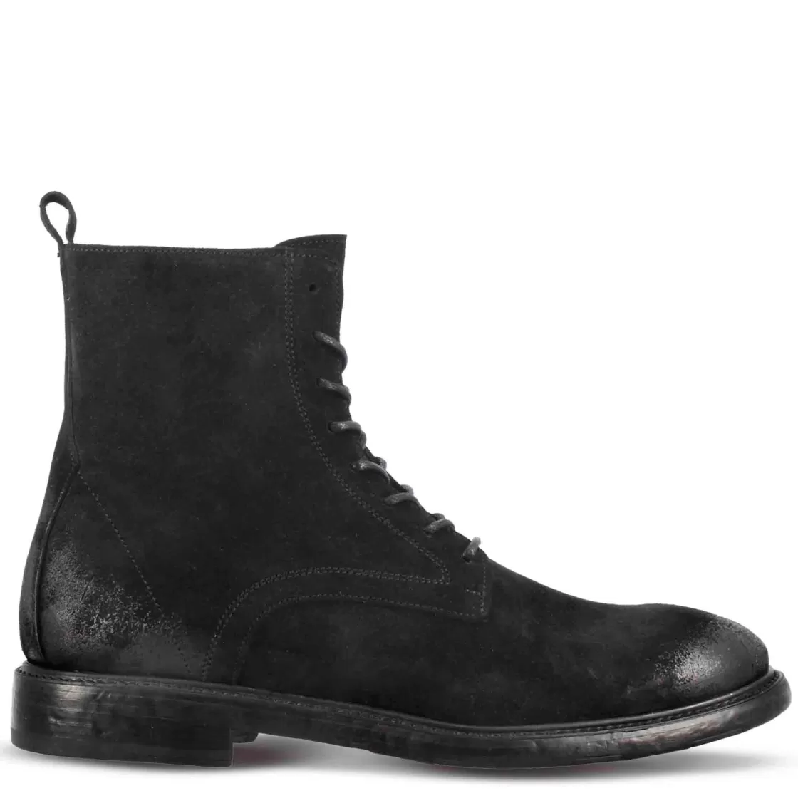 Sale Leonardo Shoes Stivaletti Da Uomo In Vera Pelle Scamosciata Colore Effetto Vintage Nero