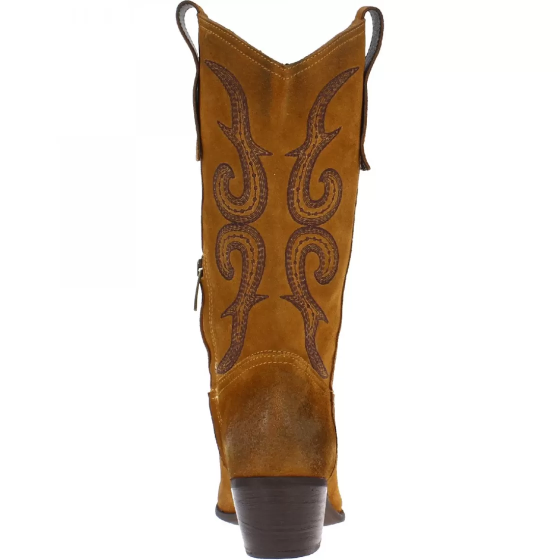 Outlet Leonardo Shoes Stivaletti Texani Da Donna Fatti A Mano In Pelle Di Camoscio Cuoio Con Cerniera Marrone