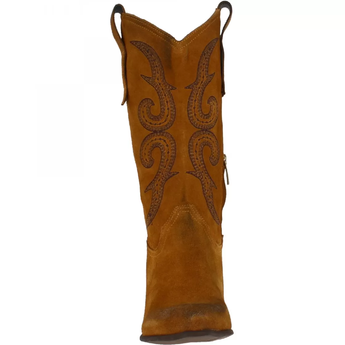 Outlet Leonardo Shoes Stivaletti Texani Da Donna Fatti A Mano In Pelle Di Camoscio Cuoio Con Cerniera Marrone
