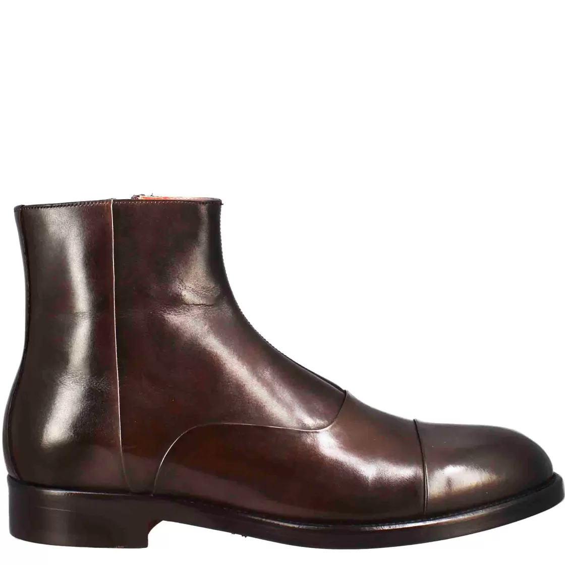 Best Leonardo Shoes Stivaletto Alto Da Uomo In Pelle Colore Cioccolato Con Chiusura Zip Marrone
