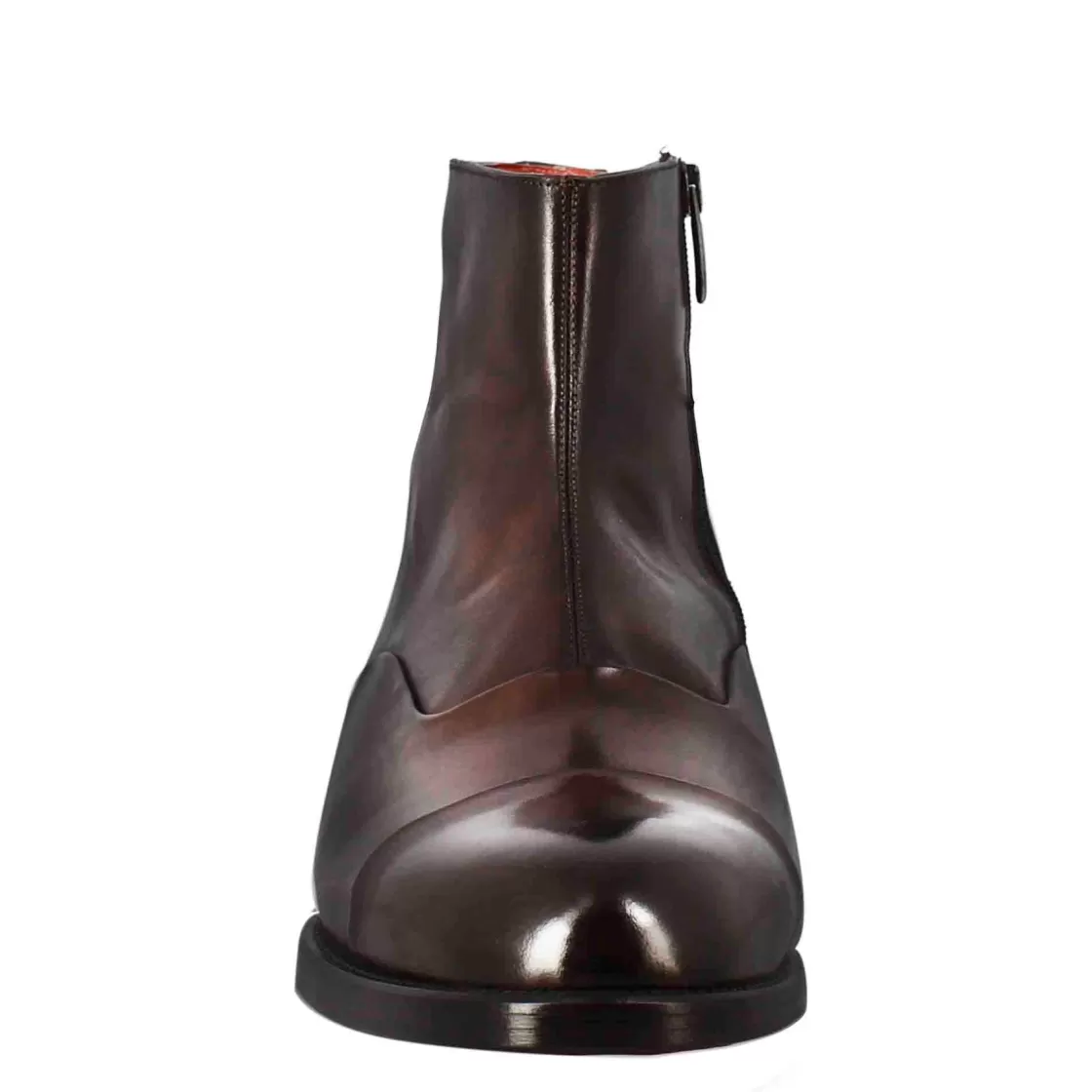 Best Leonardo Shoes Stivaletto Alto Da Uomo In Pelle Colore Cioccolato Con Chiusura Zip Marrone