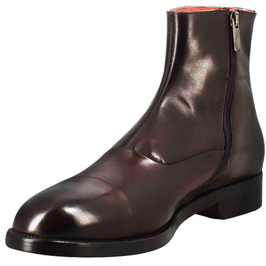 Best Leonardo Shoes Stivaletto Alto Da Uomo In Pelle Colore Cioccolato Con Chiusura Zip Marrone