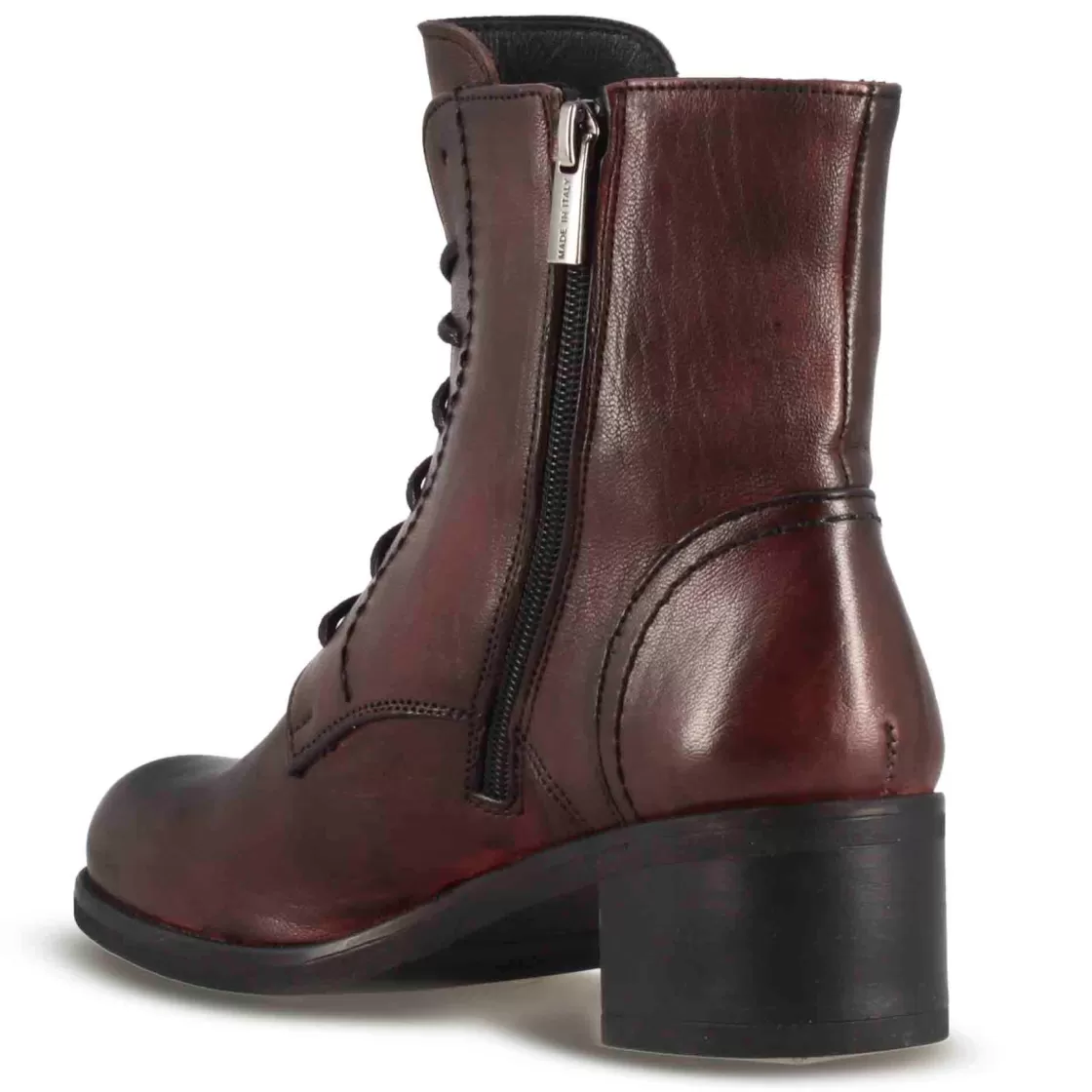 Online Leonardo Shoes Stivaletto Anfibio Altezza Sopra La Caviglia Da Donna In Vera Pelle Colore Bordeaux