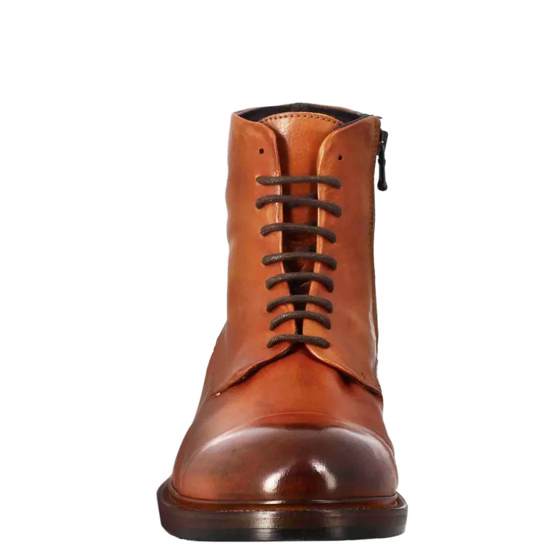 Online Leonardo Shoes Stivaletto Anfibio Alto Diver Da Uomo In Pelle Lavata Colore Cuoio Marrone