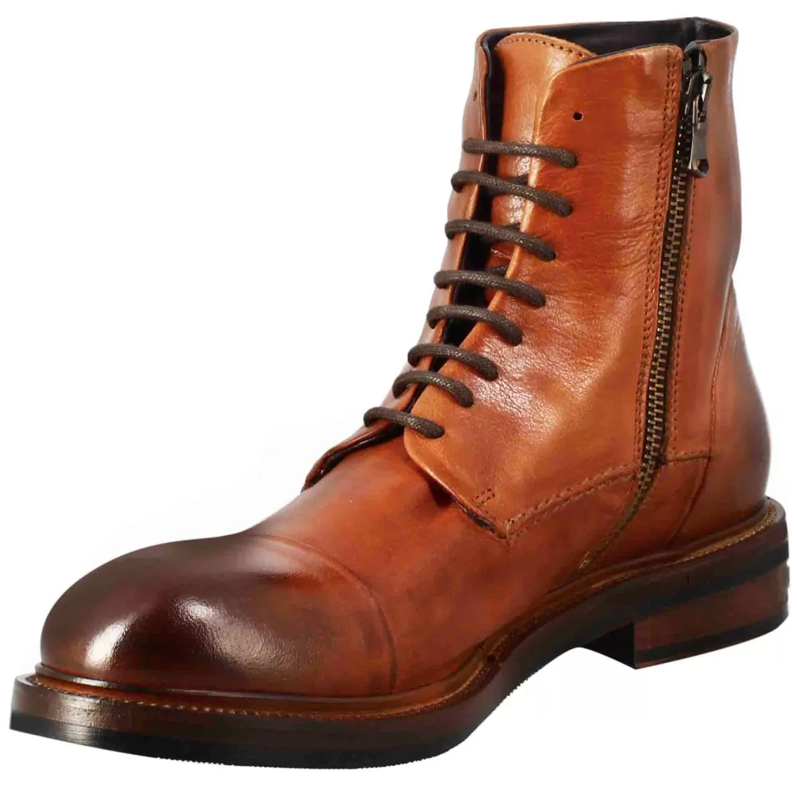 Online Leonardo Shoes Stivaletto Anfibio Alto Diver Da Uomo In Pelle Lavata Colore Cuoio Marrone