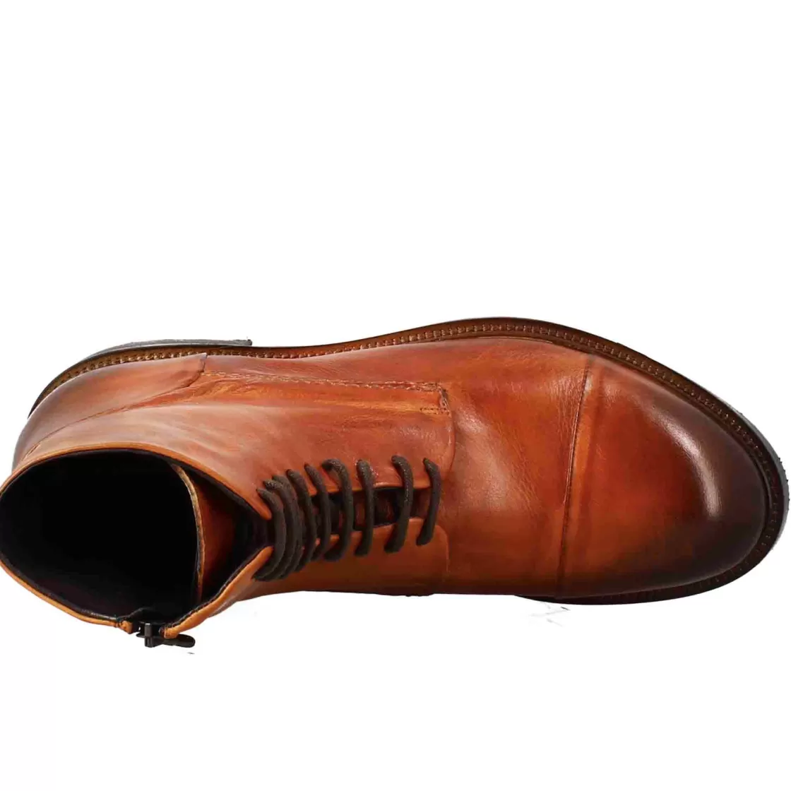 Online Leonardo Shoes Stivaletto Anfibio Alto Diver Da Uomo In Pelle Lavata Colore Cuoio Marrone