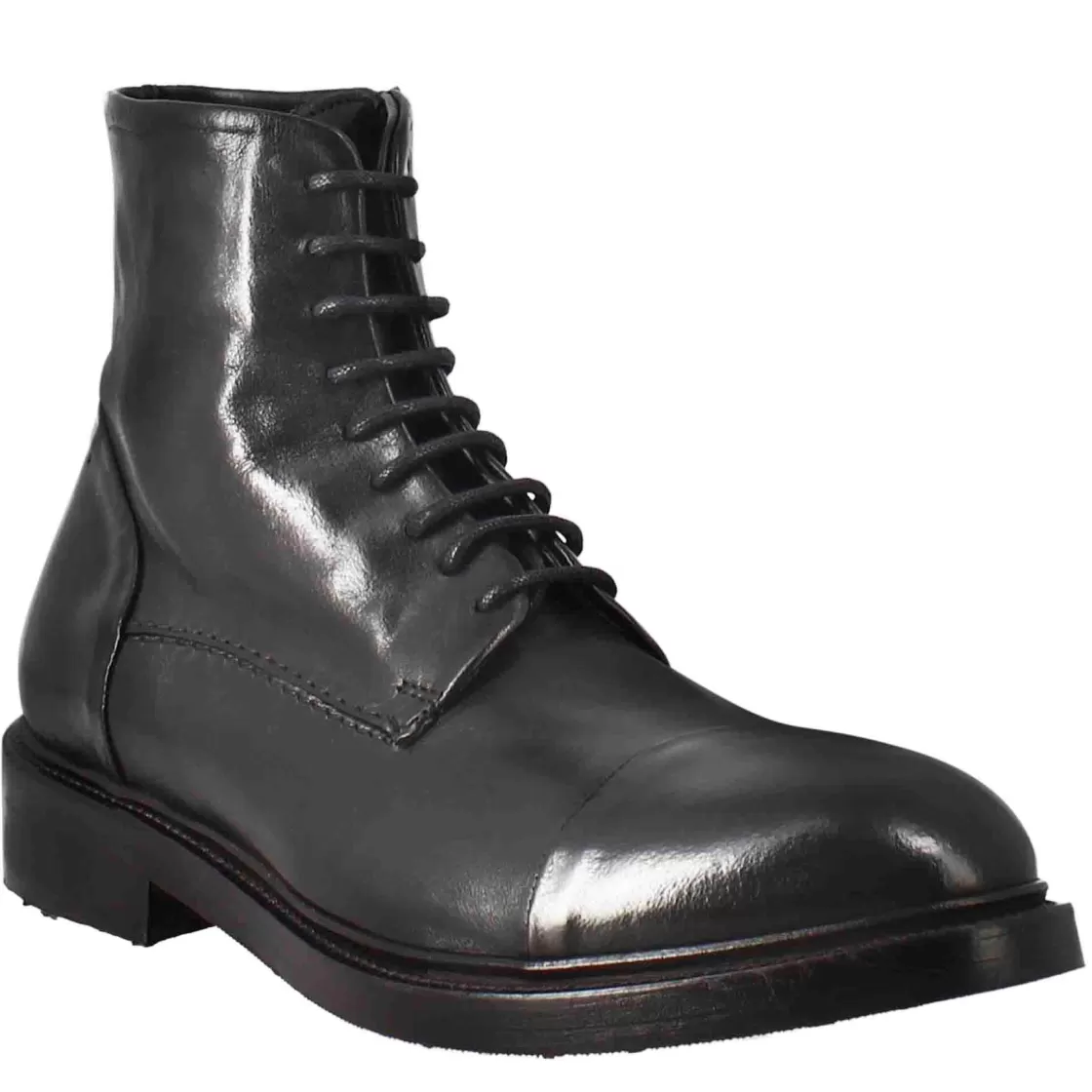 Best Leonardo Shoes Stivaletto Anfibio Alto Diver Da Uomo In Pelle Lavata Colore Nero