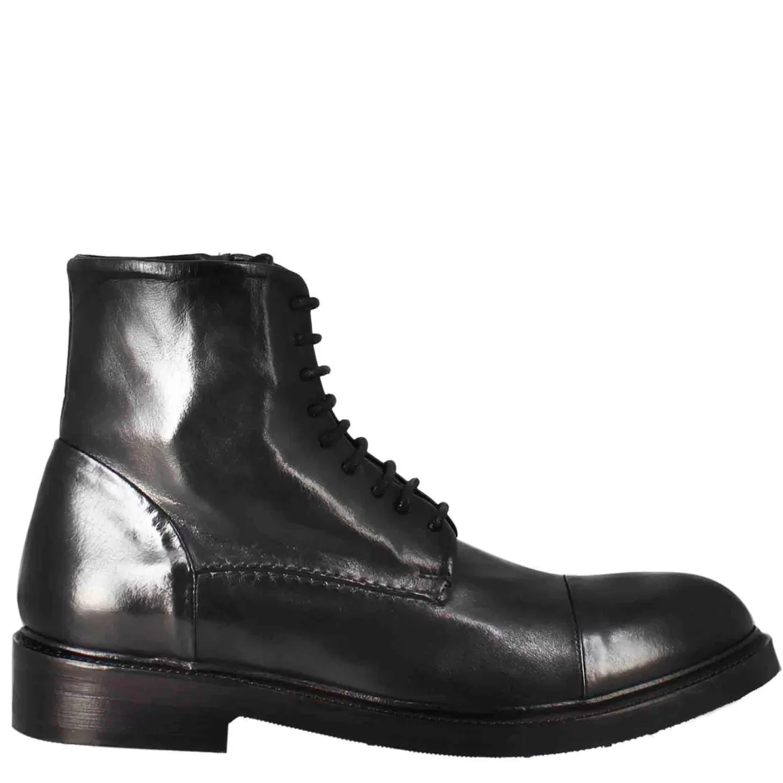 Best Leonardo Shoes Stivaletto Anfibio Alto Diver Da Uomo In Pelle Lavata Colore Nero