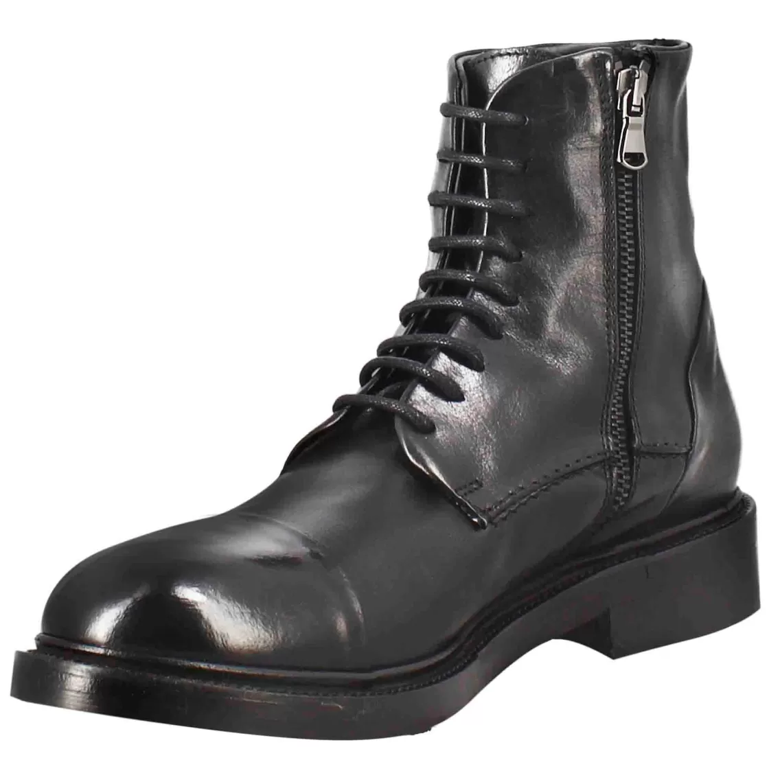 Best Leonardo Shoes Stivaletto Anfibio Alto Diver Da Uomo In Pelle Lavata Colore Nero