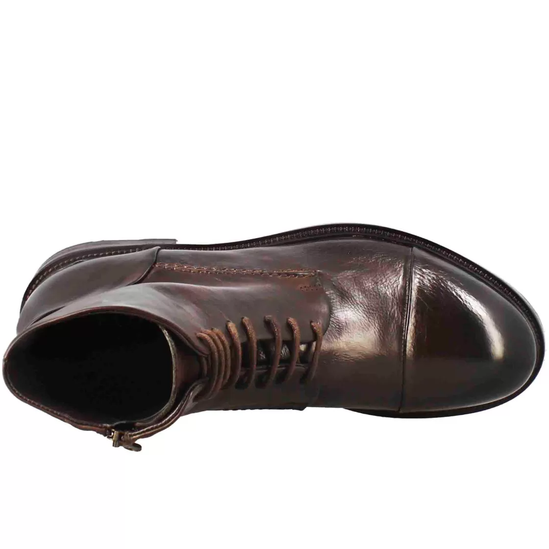 Store Leonardo Shoes Stivaletto Anfibio Alto Diver Da Uomo In Pelle Lavata Colore Testa Di Moro Marrone