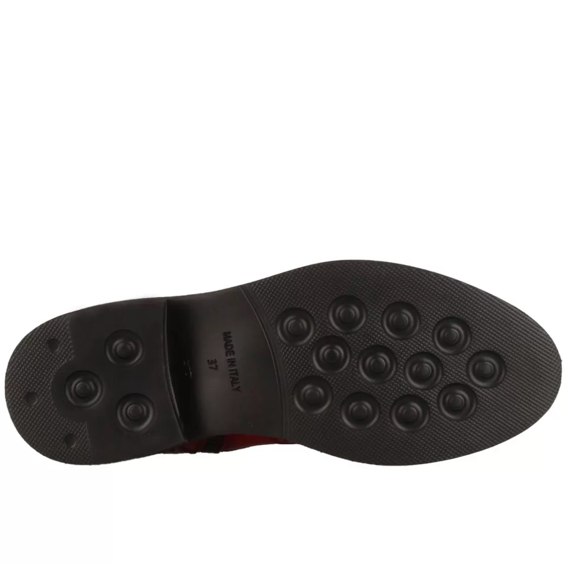 Sale Leonardo Shoes Stivaletto Anfibio Da Donna In Pelle Rossa Con Dettagli Brogue Rosso