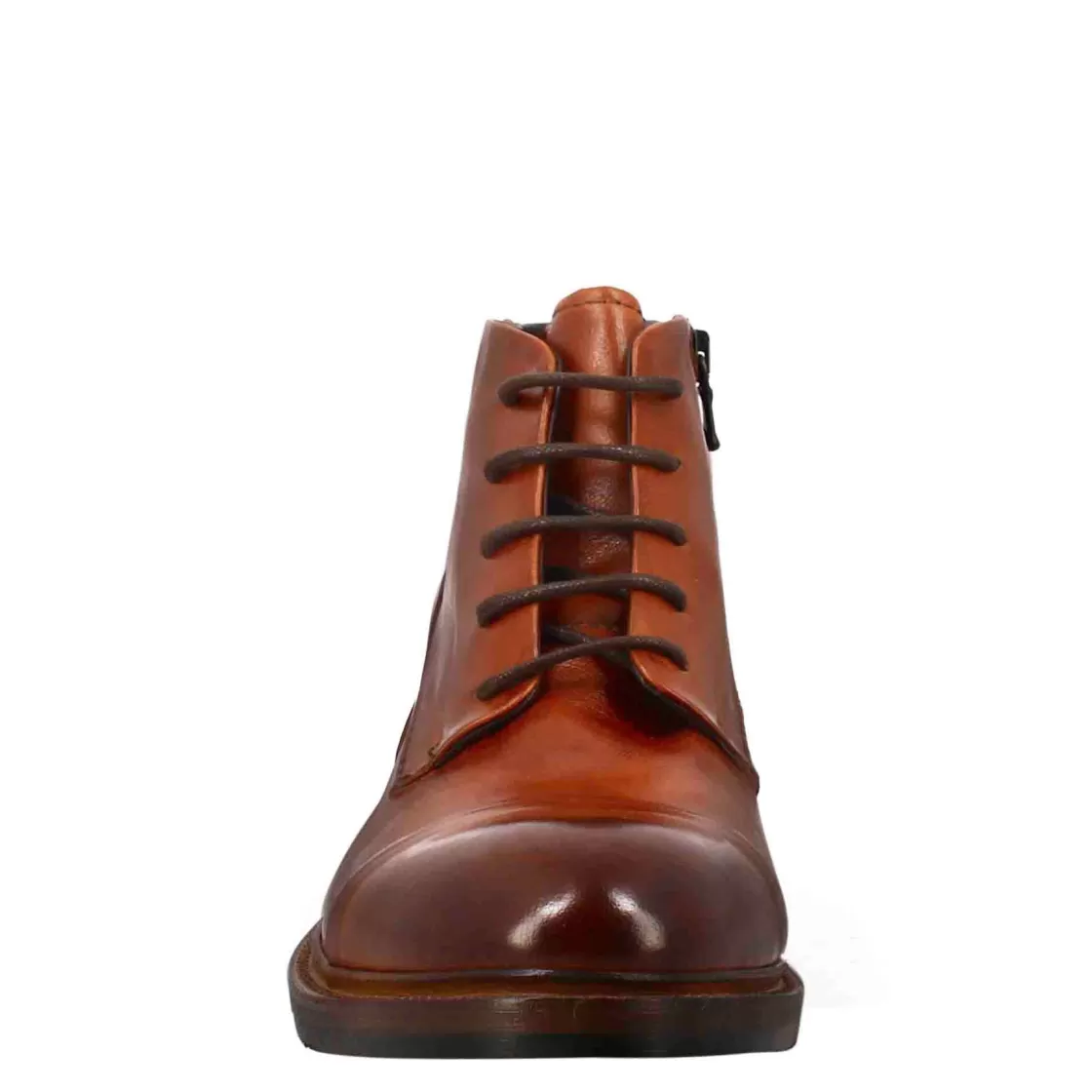 New Leonardo Shoes Stivaletto Anfibio Medio Diver Da Uomo In Pelle Lavata Colore Cuoio Marrone
