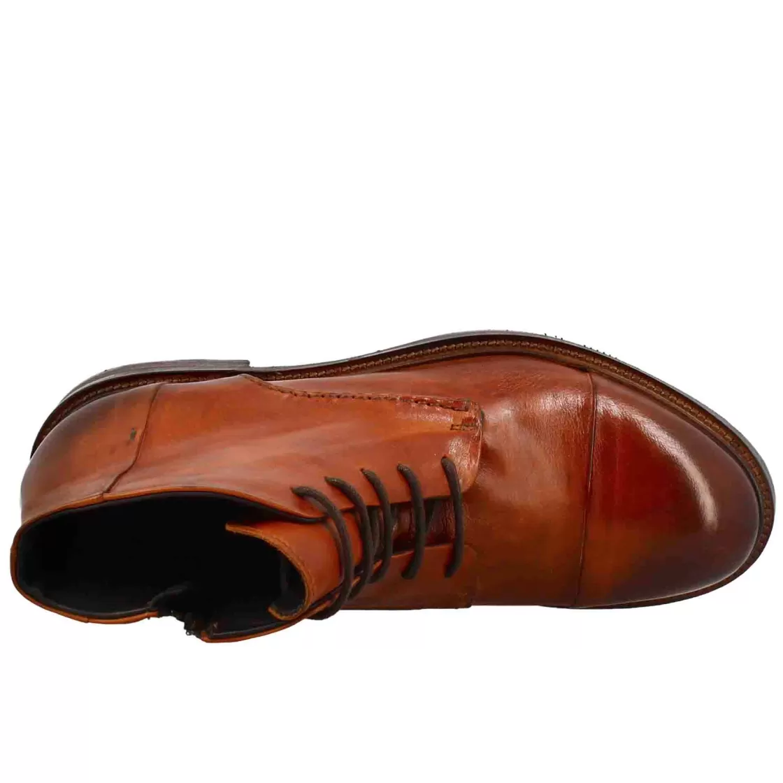 New Leonardo Shoes Stivaletto Anfibio Medio Diver Da Uomo In Pelle Lavata Colore Cuoio Marrone