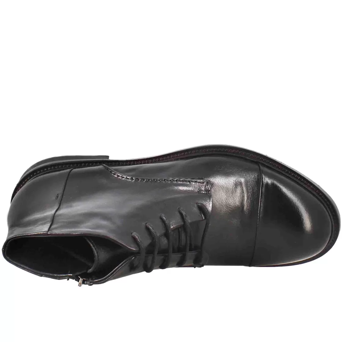 Clearance Leonardo Shoes Stivaletto Anfibio Medio Diver Da Uomo In Pelle Lavata Colore Nero
