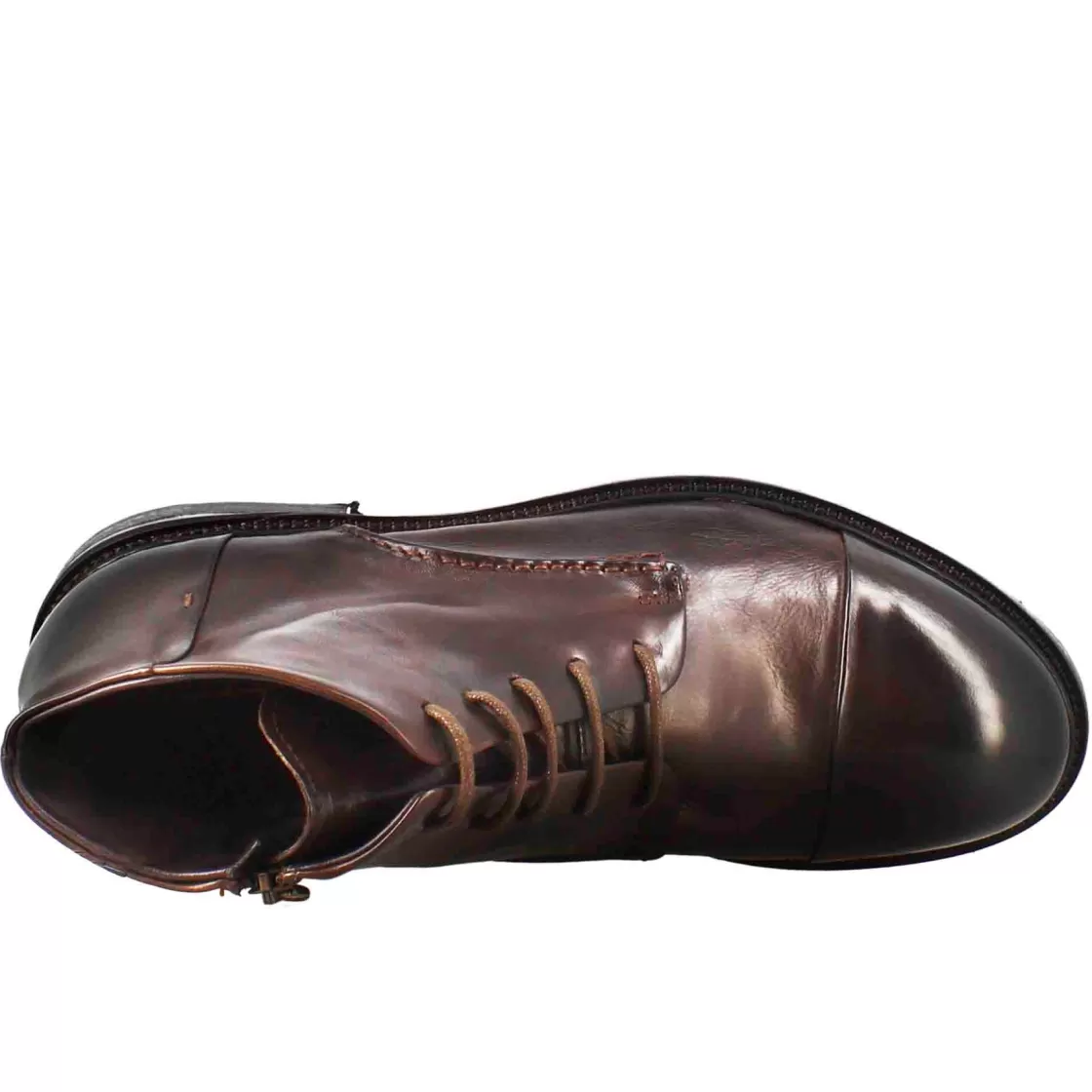 Shop Leonardo Shoes Stivaletto Anfibio Medio Diver Da Uomo In Pelle Lavata Colore Testa Di Moro Marrone