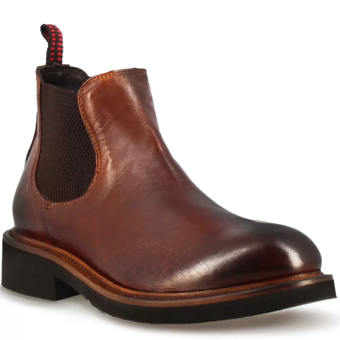 Fashion Leonardo Shoes Stivaletto Artigianale Chelsea Da Donna In Pelle Colore Marrone
