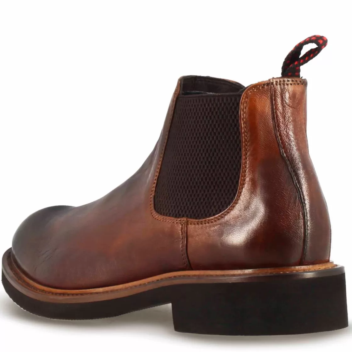 Fashion Leonardo Shoes Stivaletto Artigianale Chelsea Da Donna In Pelle Colore Marrone