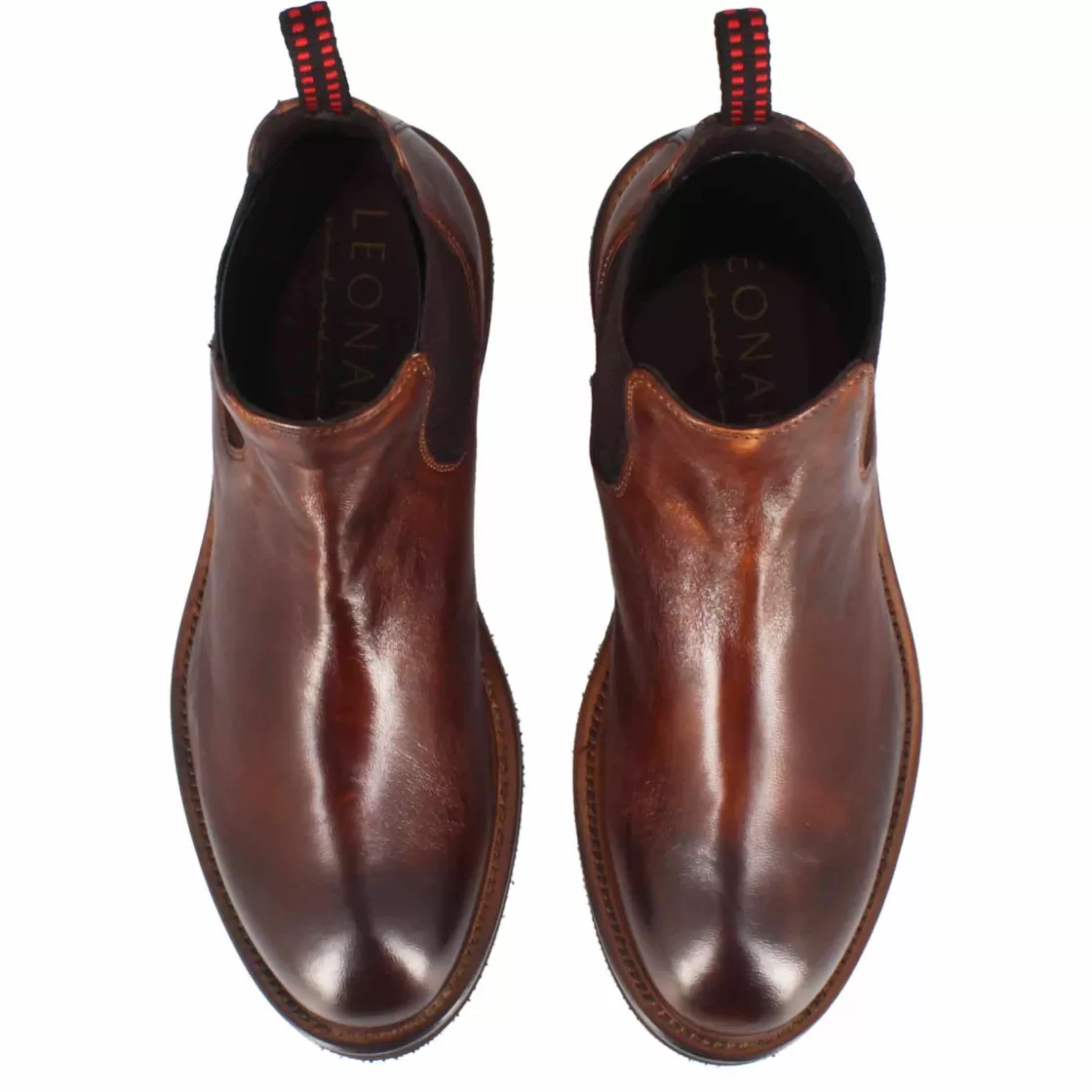 Fashion Leonardo Shoes Stivaletto Artigianale Chelsea Da Donna In Pelle Colore Marrone