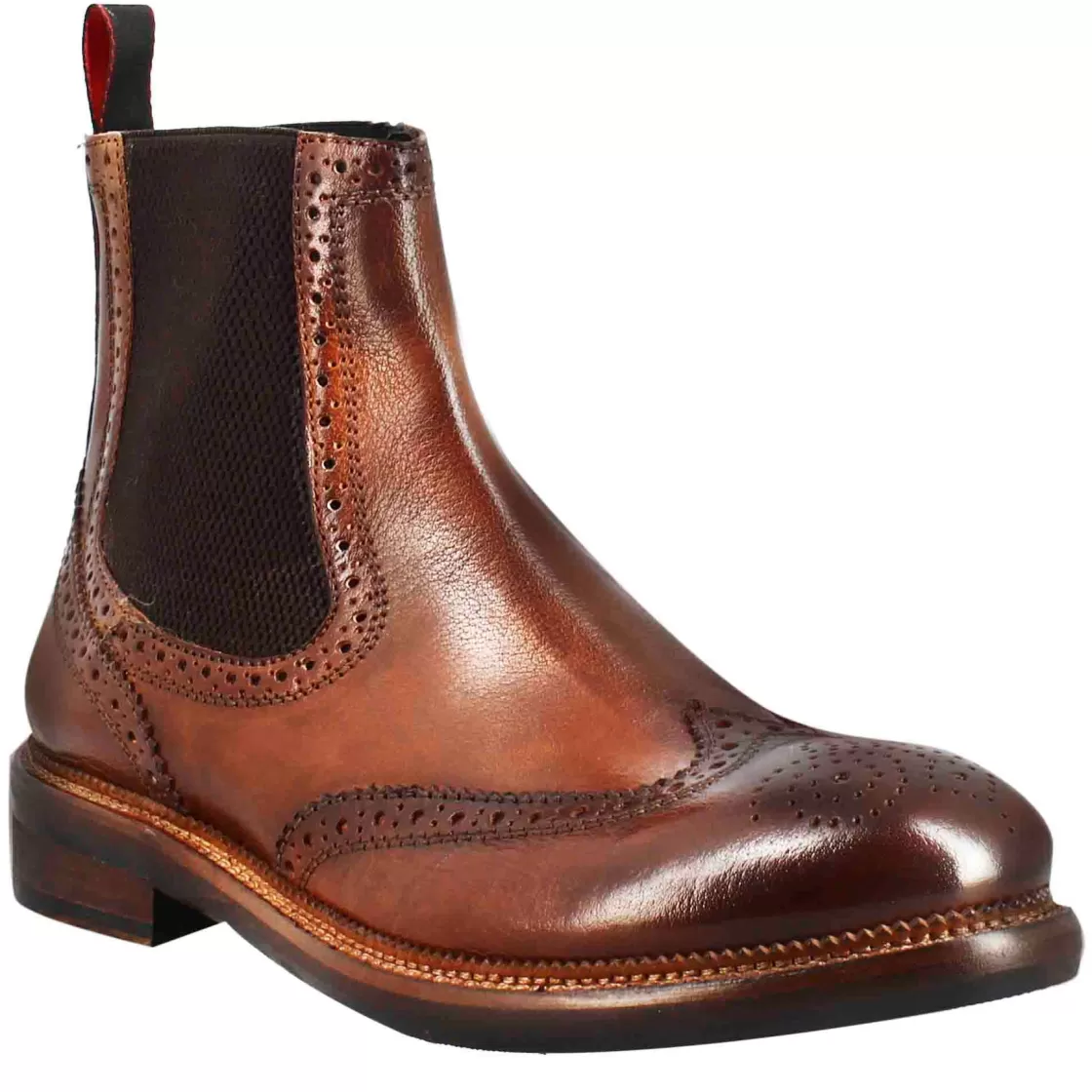 Best Leonardo Shoes Stivaletto Candy Chelsea Da Uomo In Pelle Lavata Colore Cuoio Scuro Marrone