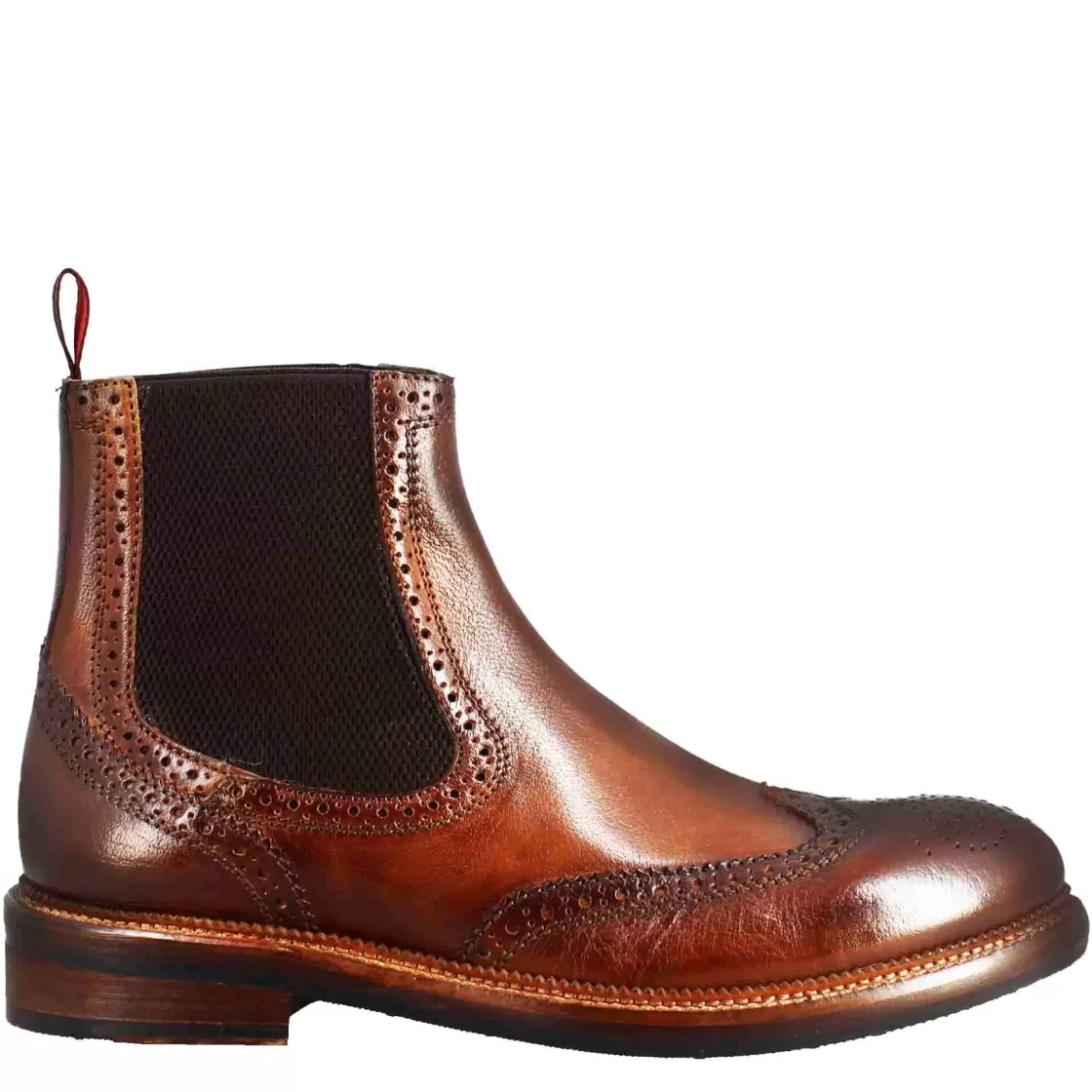 Best Leonardo Shoes Stivaletto Candy Chelsea Da Uomo In Pelle Lavata Colore Cuoio Scuro Marrone