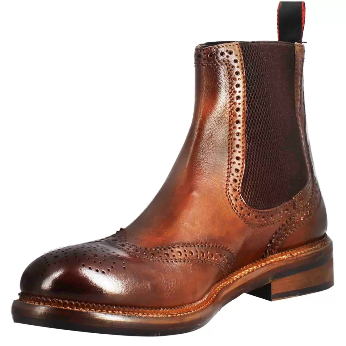 Best Leonardo Shoes Stivaletto Candy Chelsea Da Uomo In Pelle Lavata Colore Cuoio Scuro Marrone