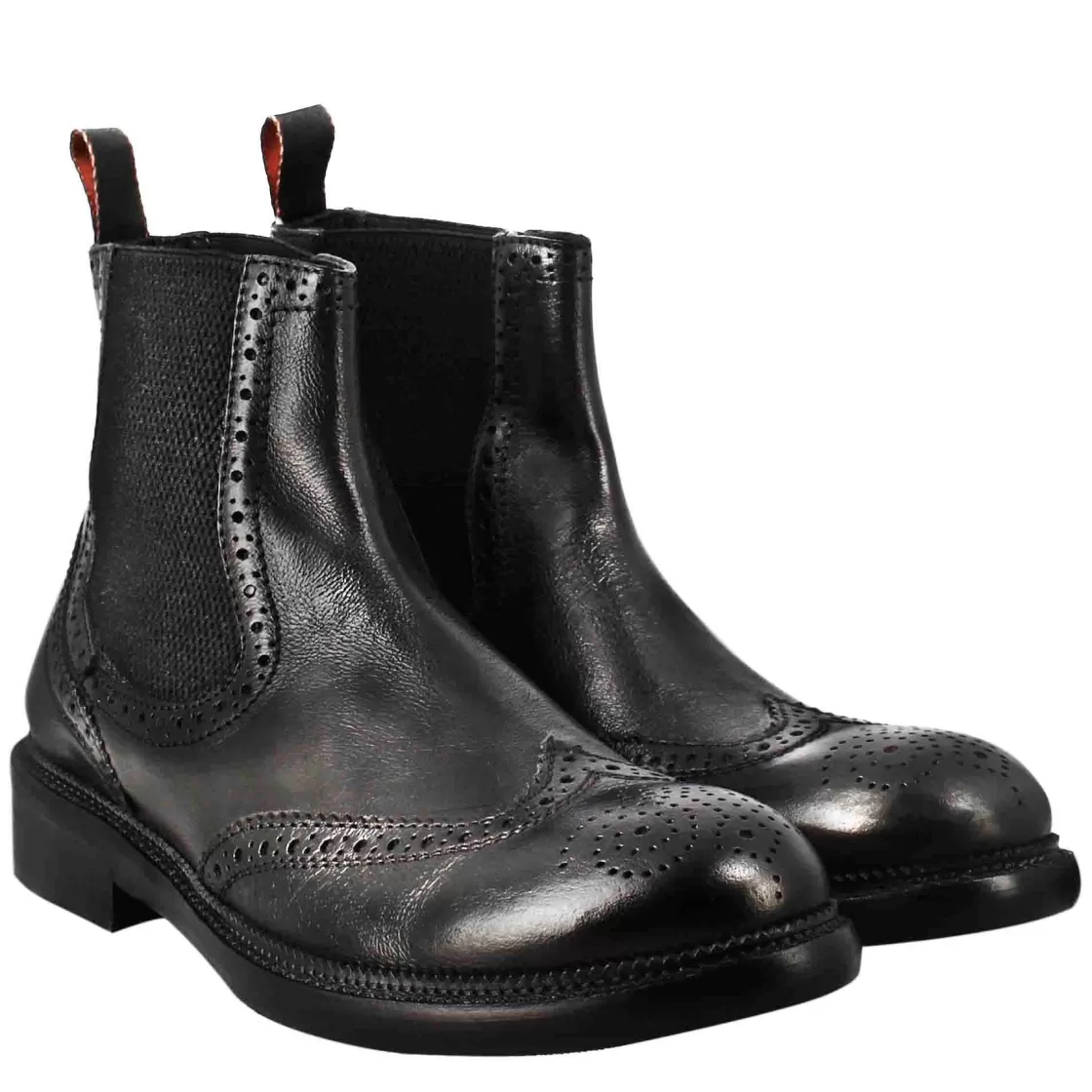 Hot Leonardo Shoes Stivaletto Candy Chelsea Da Uomo In Pelle Lavata Colore Nero