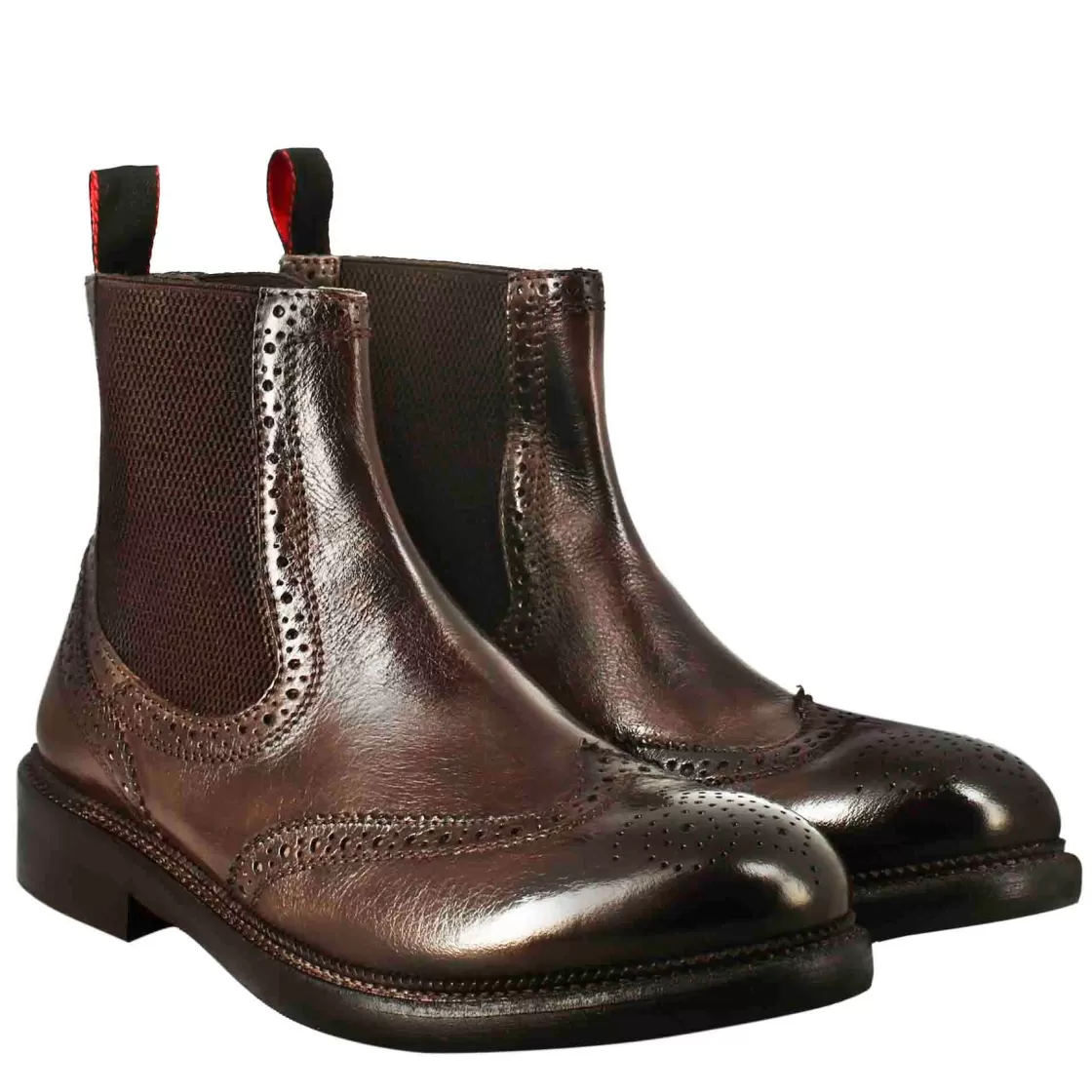 Best Leonardo Shoes Stivaletto Candy Da Uomo In Pelle Lavata Colore Bronzo Marrone