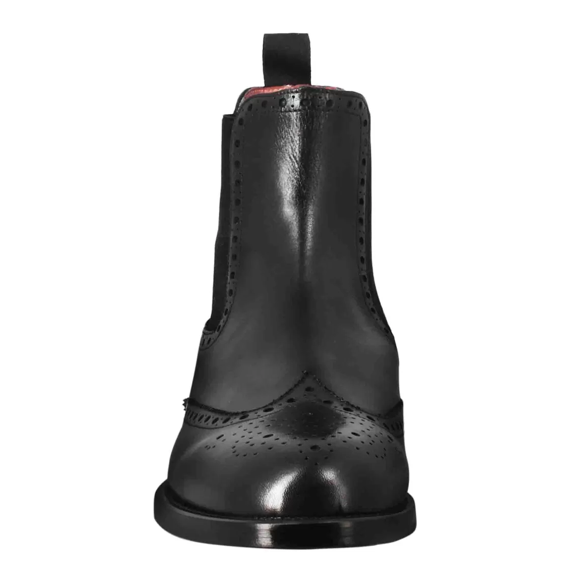Fashion Leonardo Shoes Stivaletto Chelsea Con Dettagli Brogue Uomo In Pelle Colore Con Elastico Nero