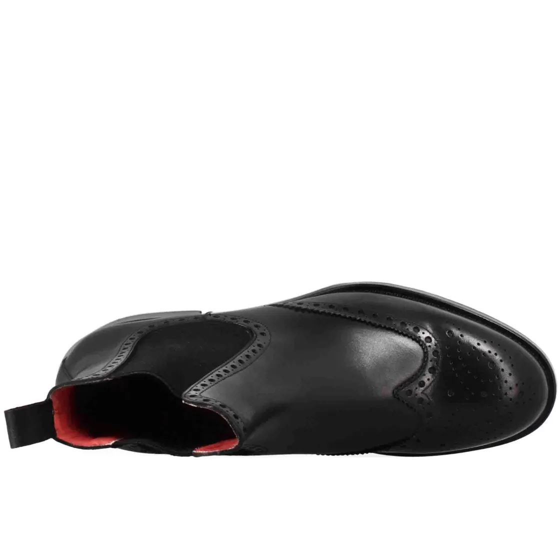 Fashion Leonardo Shoes Stivaletto Chelsea Con Dettagli Brogue Uomo In Pelle Colore Con Elastico Nero