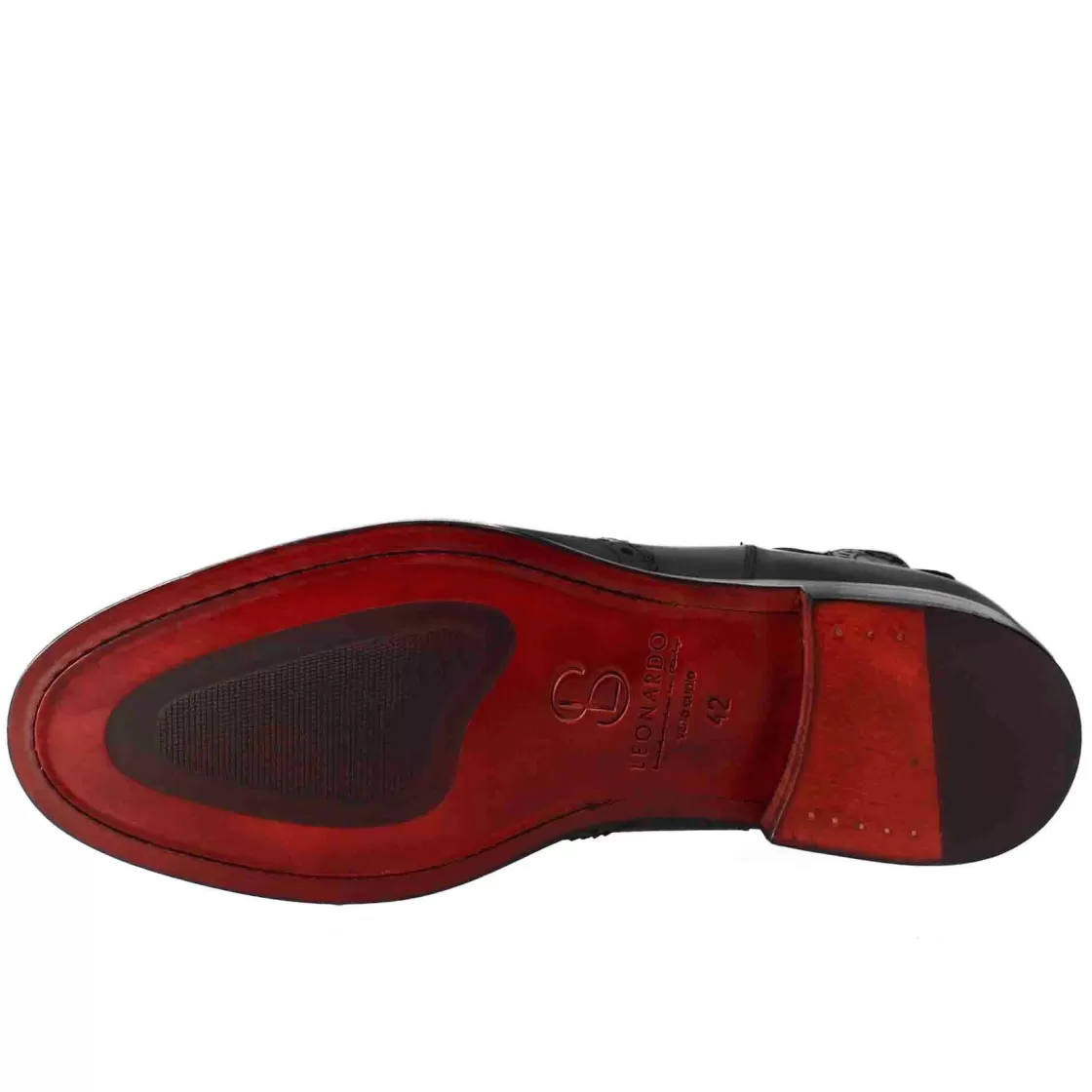 Fashion Leonardo Shoes Stivaletto Chelsea Con Dettagli Brogue Uomo In Pelle Colore Con Elastico Nero