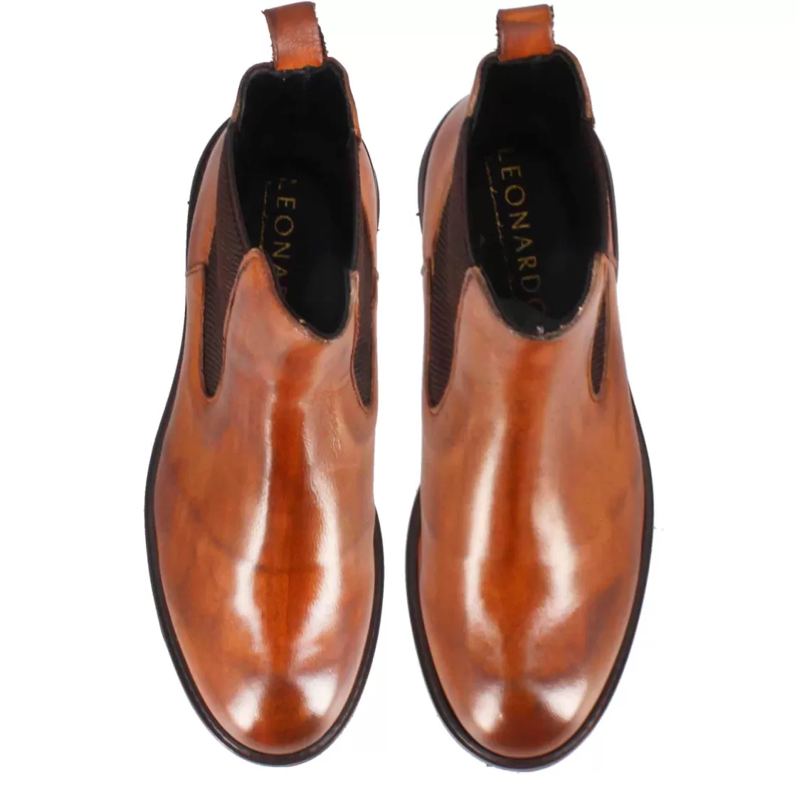 Shop Leonardo Shoes Stivaletto Chelsea Da Donna In Vera Pelle Colore Con Elastico Marrone