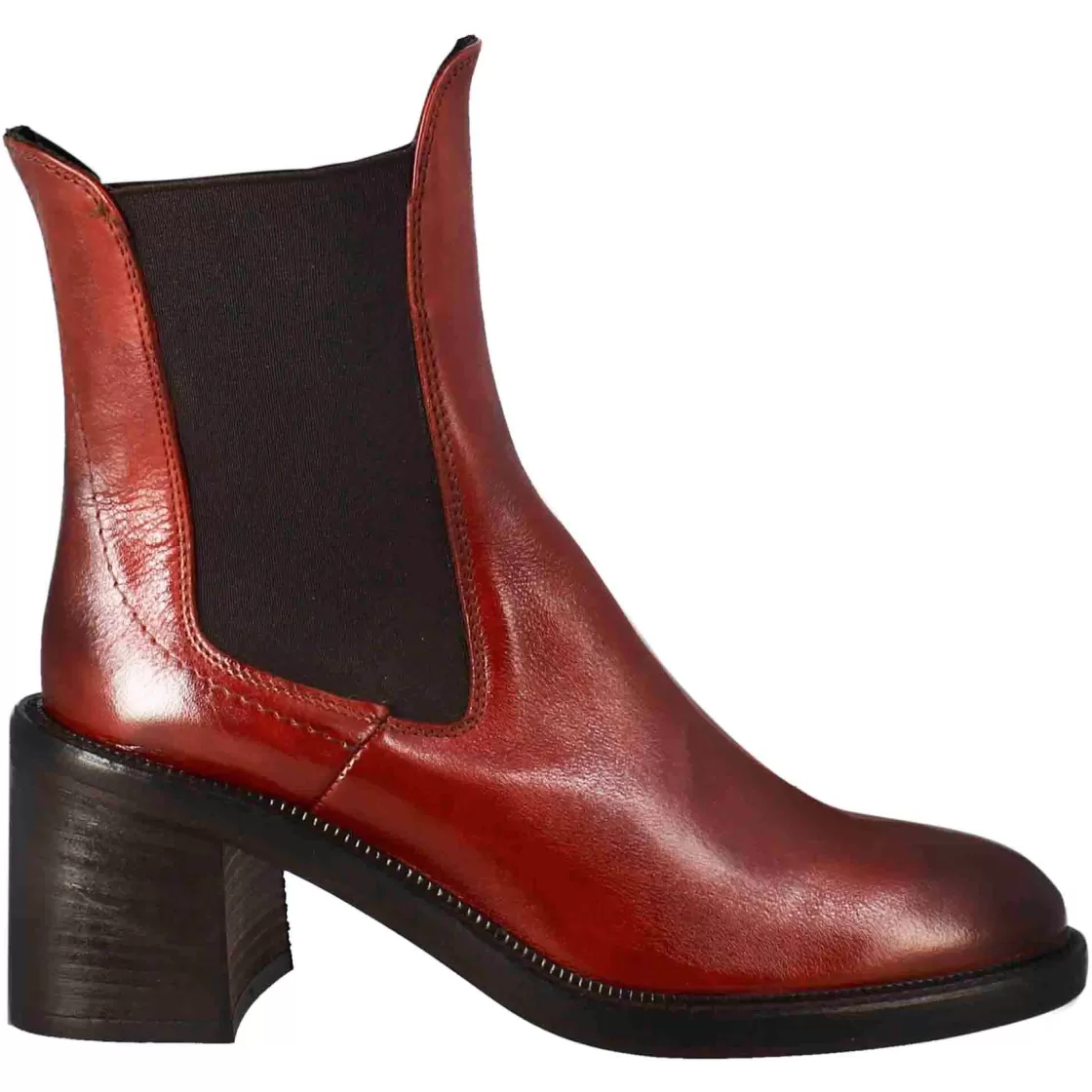 Best Leonardo Shoes Stivaletto Chelsea Da Donna Con Tacco In Pelle Lavata Colore Rosso