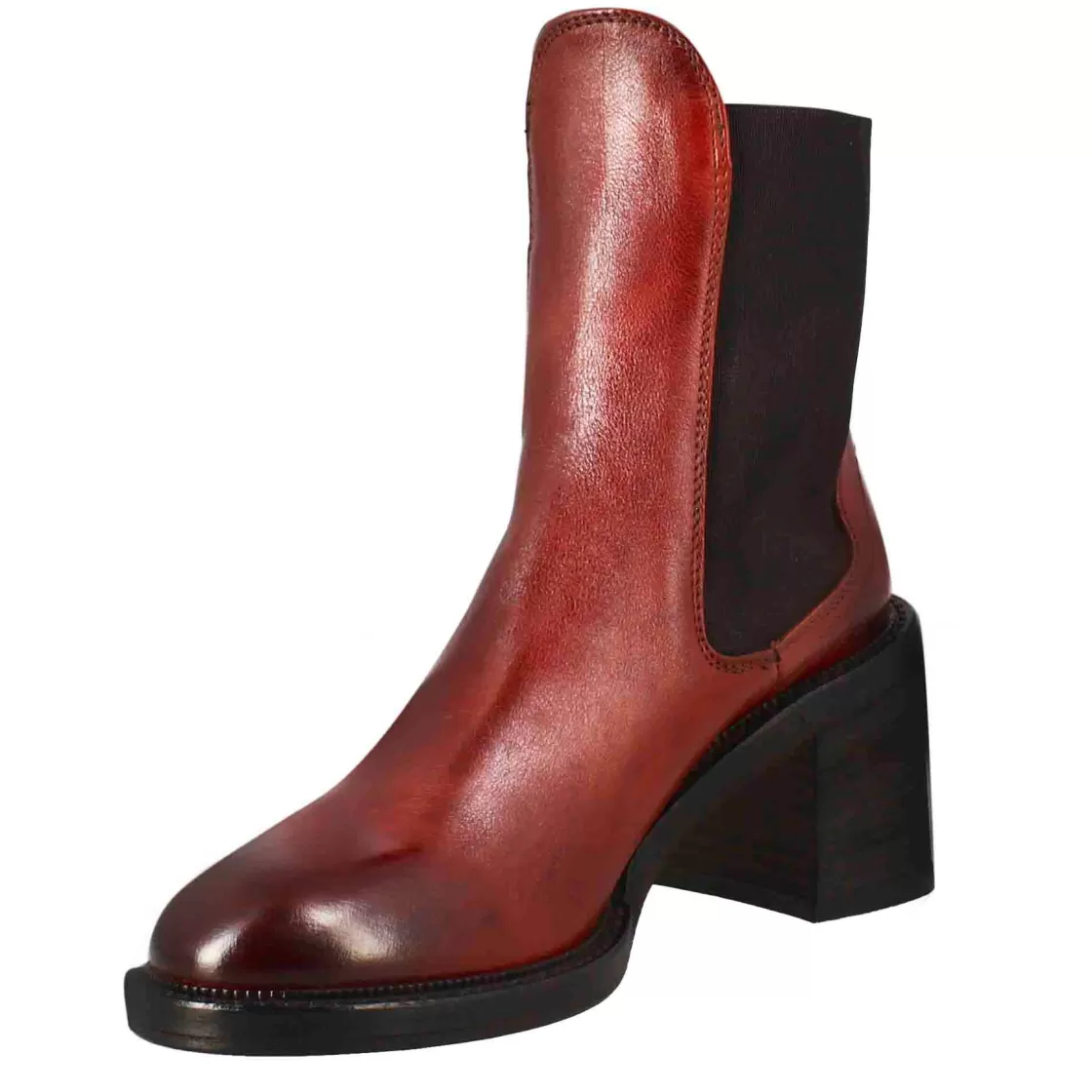 Best Leonardo Shoes Stivaletto Chelsea Da Donna Con Tacco In Pelle Lavata Colore Rosso