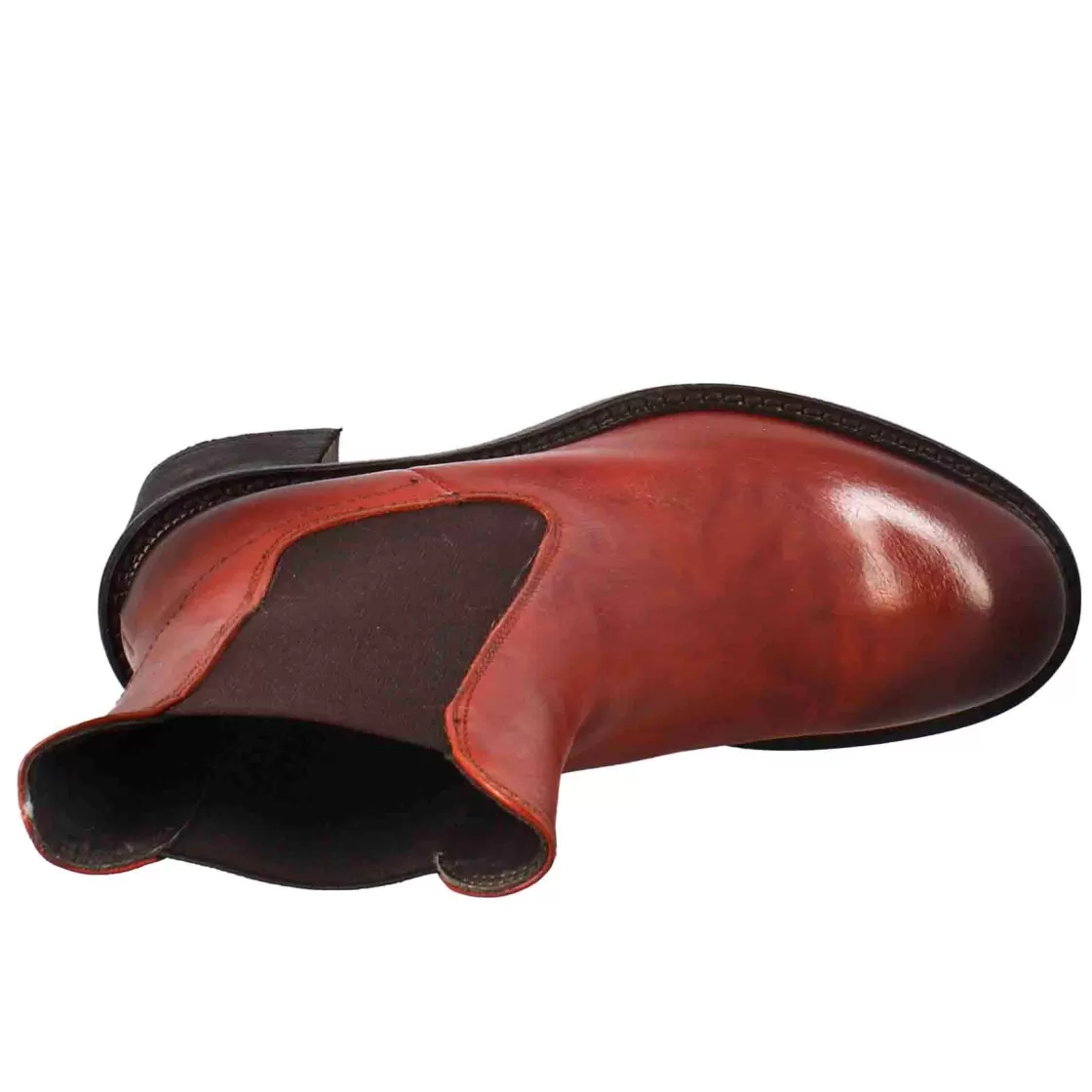 Best Leonardo Shoes Stivaletto Chelsea Da Donna Con Tacco In Pelle Lavata Colore Rosso