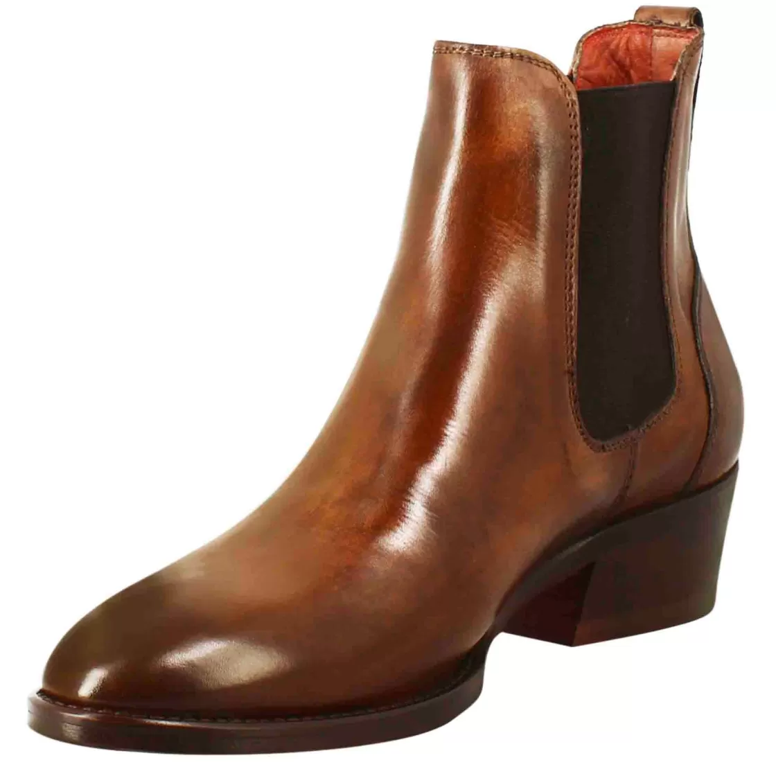 Cheap Leonardo Shoes Stivaletto Chelsea Da Donna Liscio Con Tacco Medio In Pelle Colore Marrone