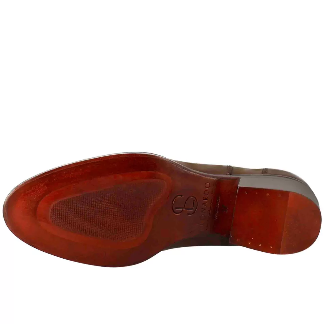 Cheap Leonardo Shoes Stivaletto Chelsea Da Donna Liscio Con Tacco Medio In Pelle Colore Marrone